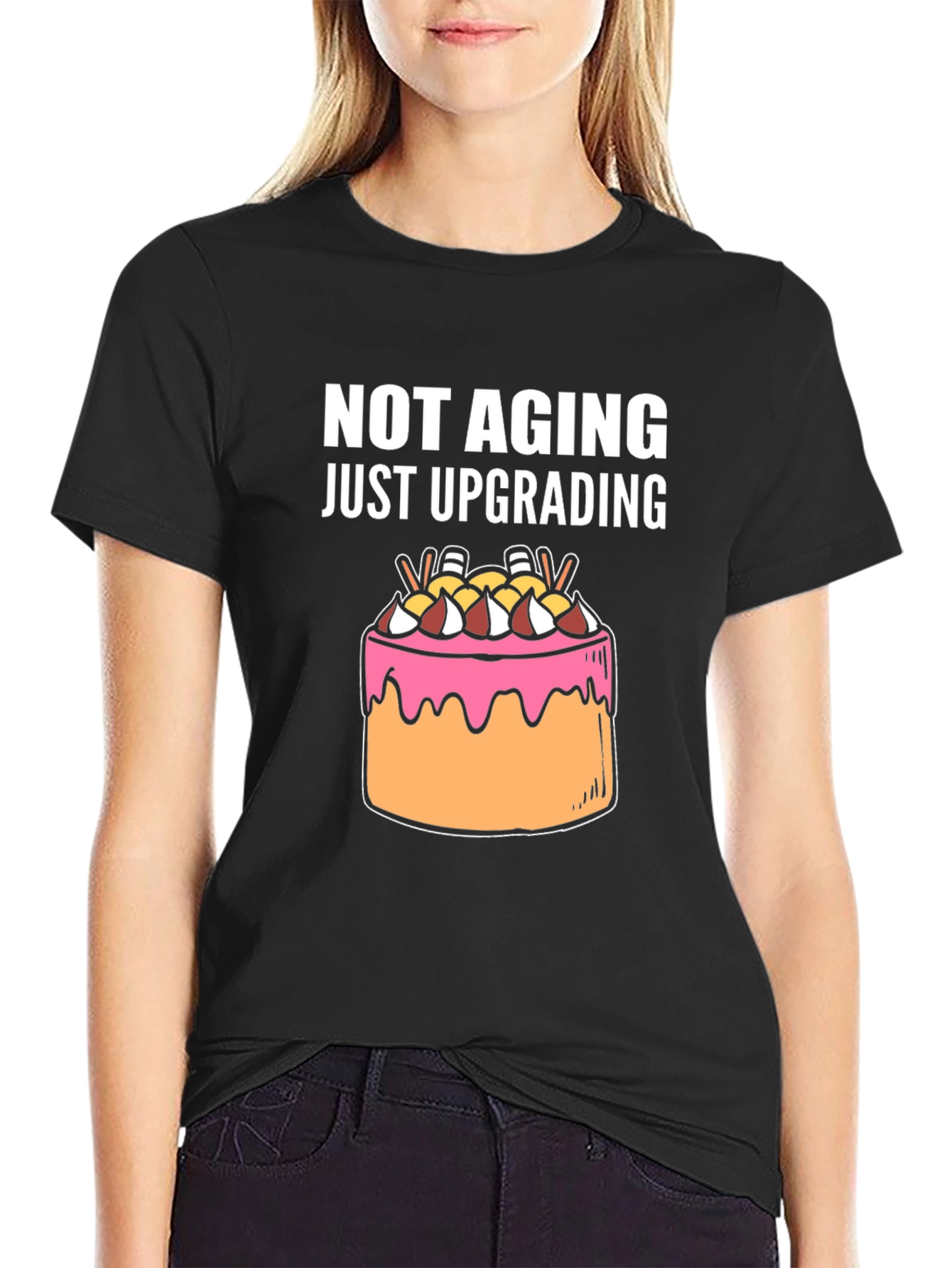 Black Not Aging Upgrading Graphic Tee view 2