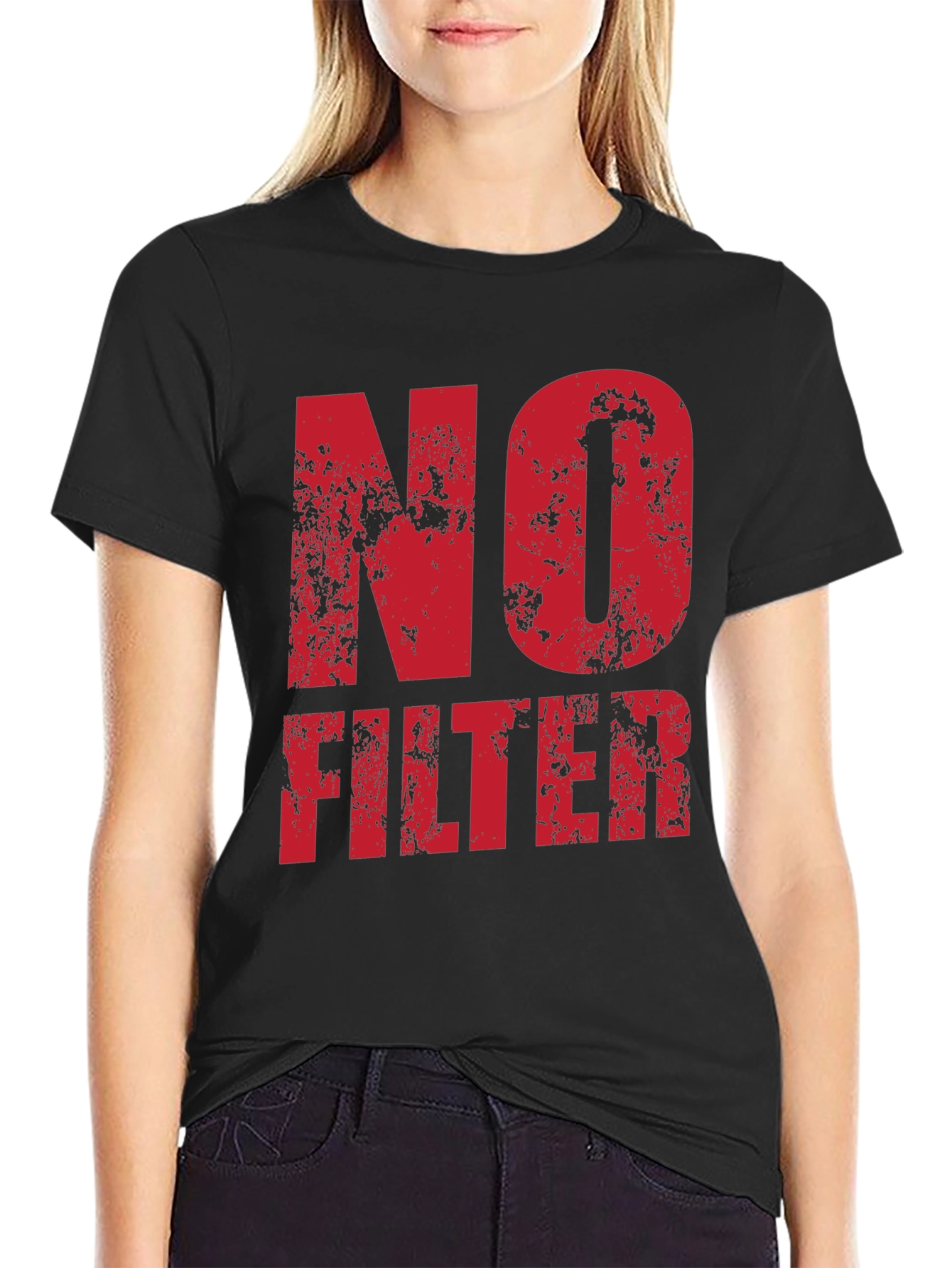 Black No Filter Graphic Tee - Black Cotton T-Shirt view 2