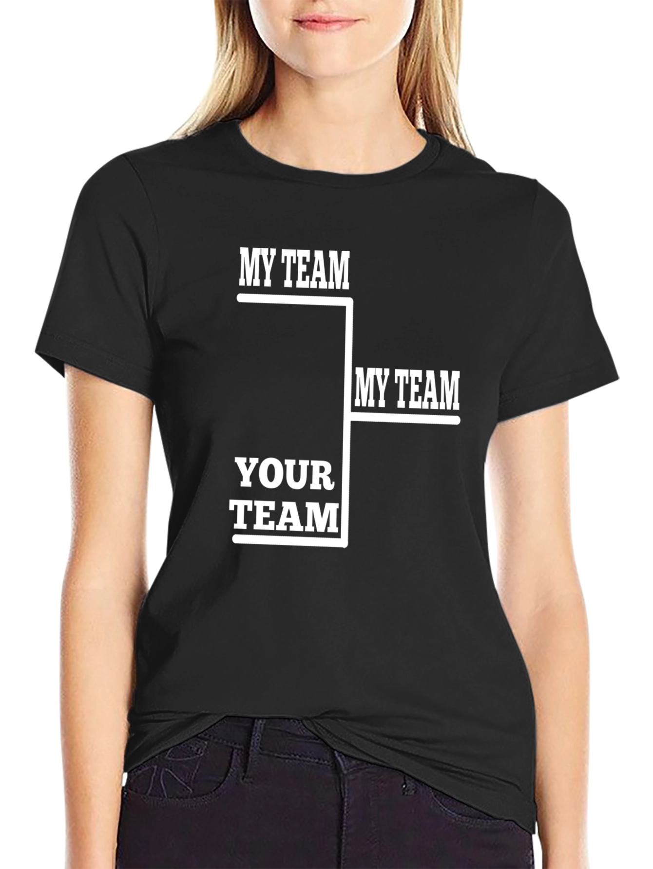 Black My Team Your Team Funny Tournament T-Shirt view 2