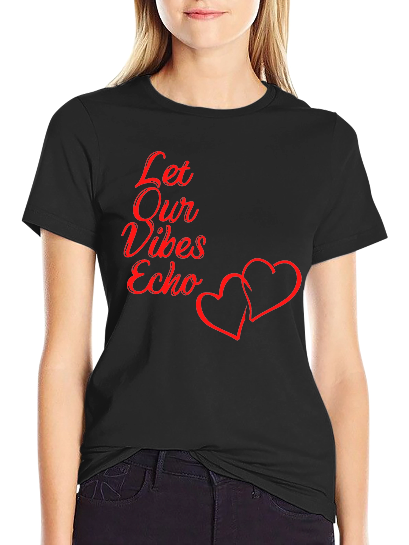Black Let Our Vibes Echo Graphic Tee - Black view 2
