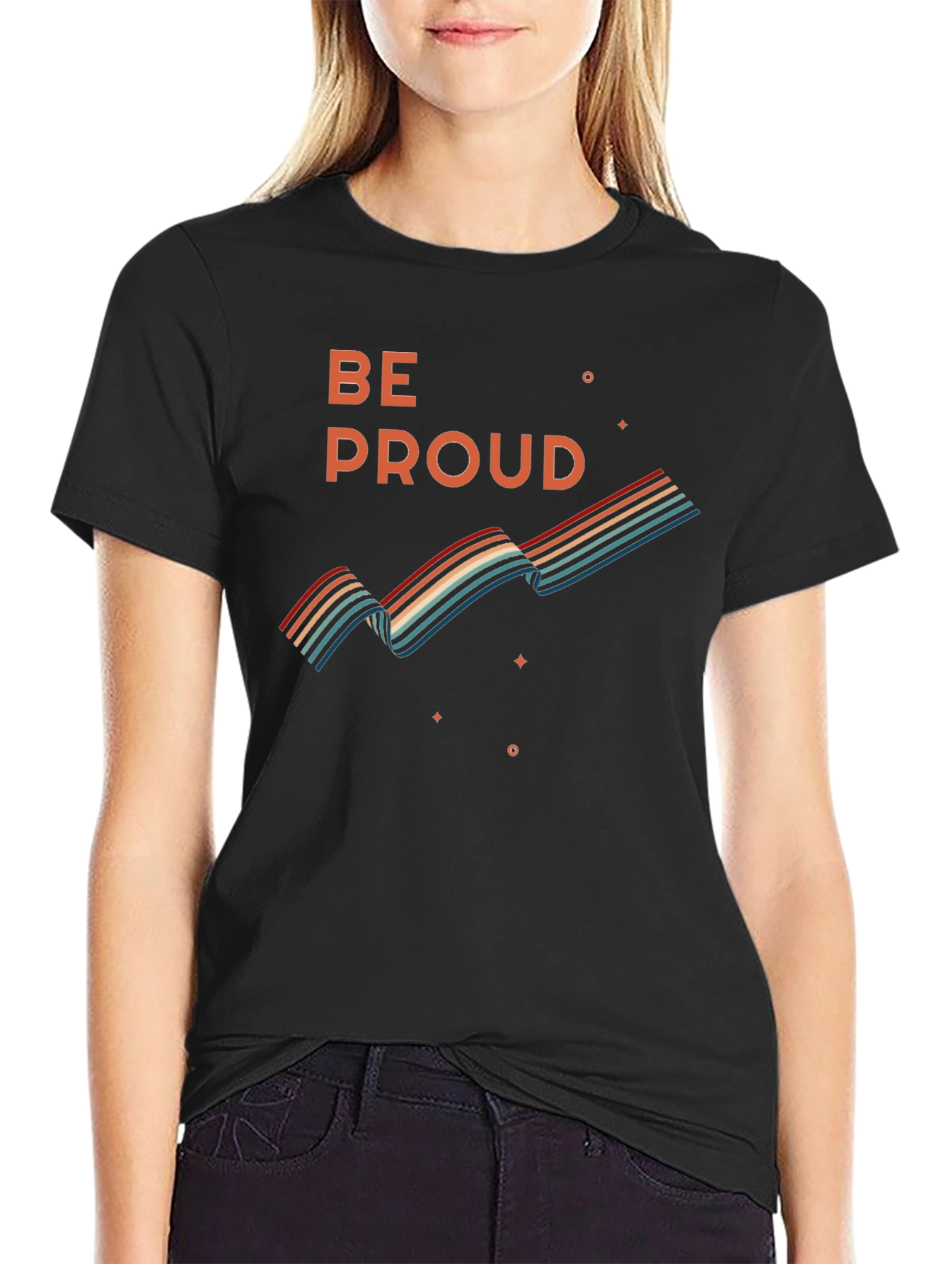 Black Be Proud Retro Graphic Tee view 2