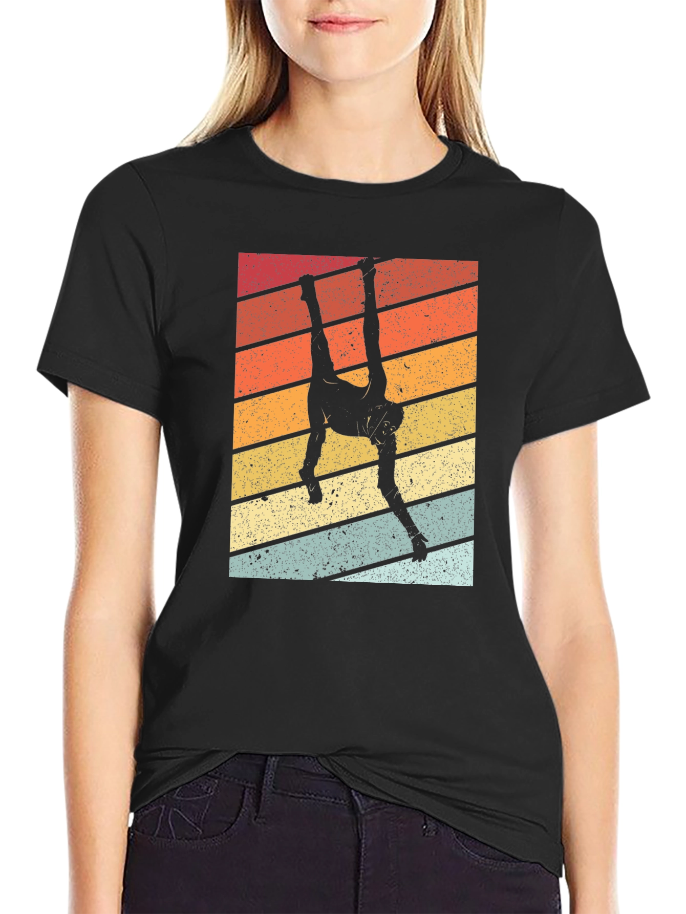 Black Retro Gibbon T-Shirt - Vintage Style Ape Tee view 2