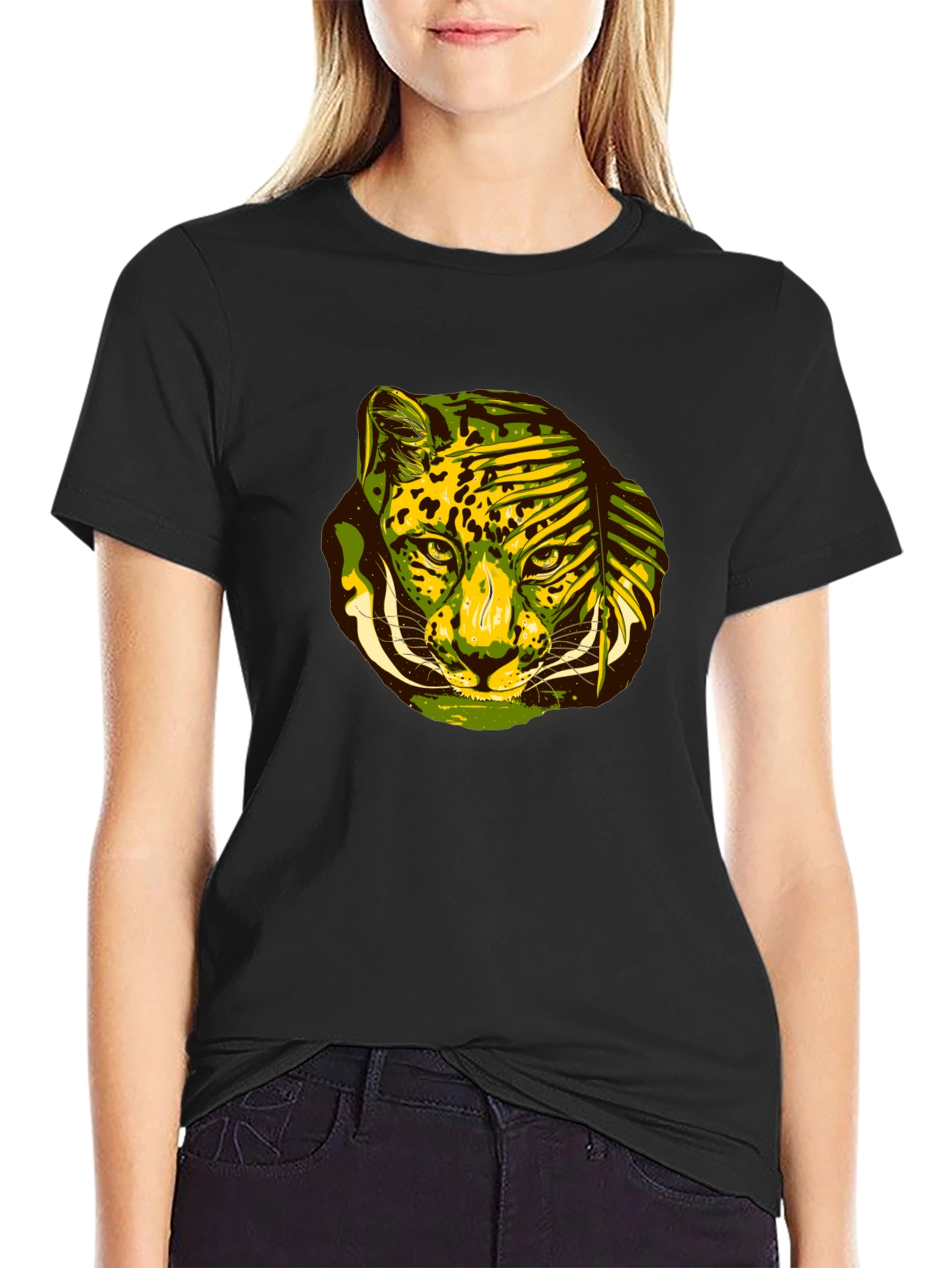 Black Jungle Cat Graphic Tee - Black T-Shirt view 2