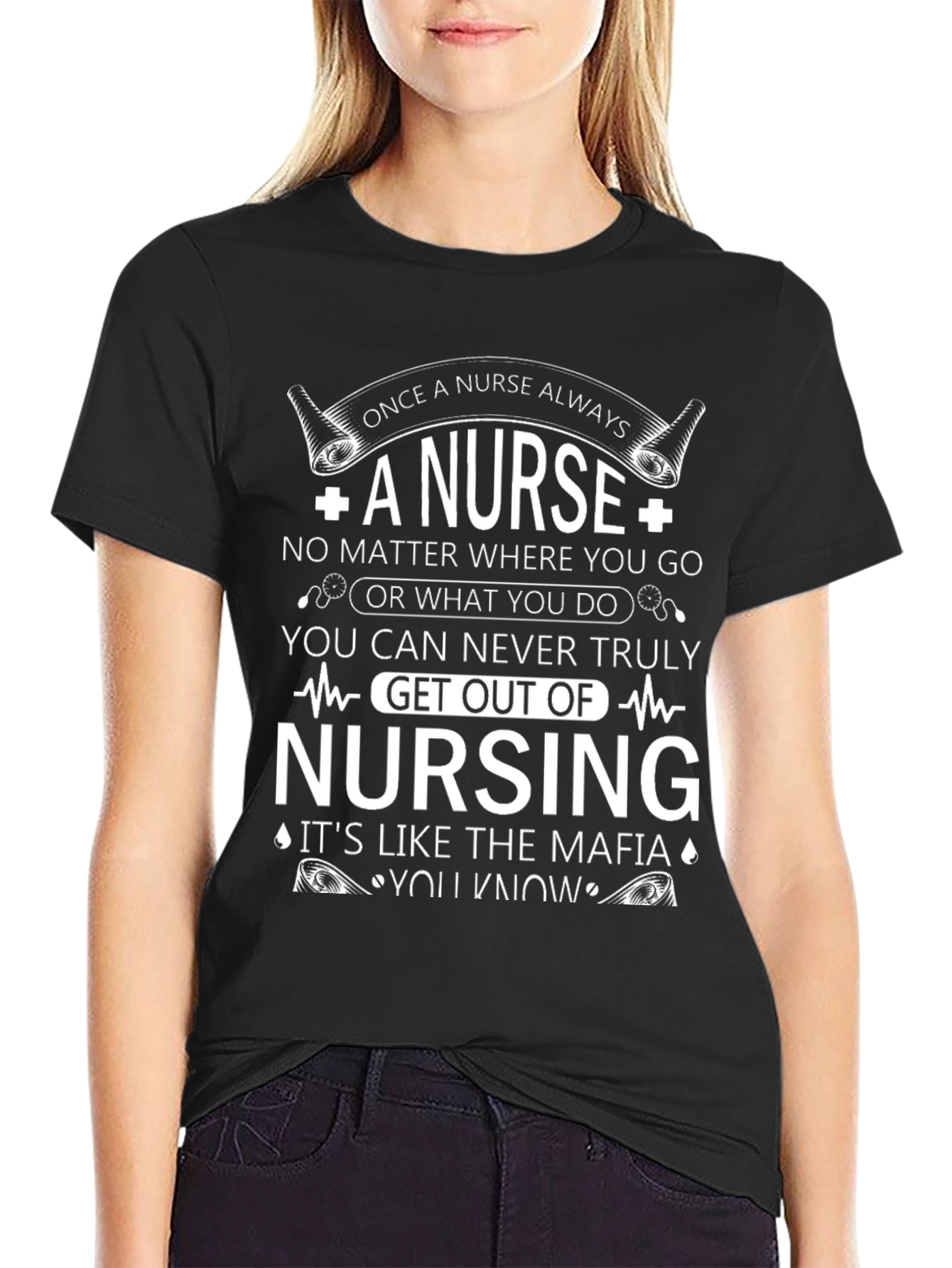 Black Once a Nurse Always a Nurse Graphic Tee view 2