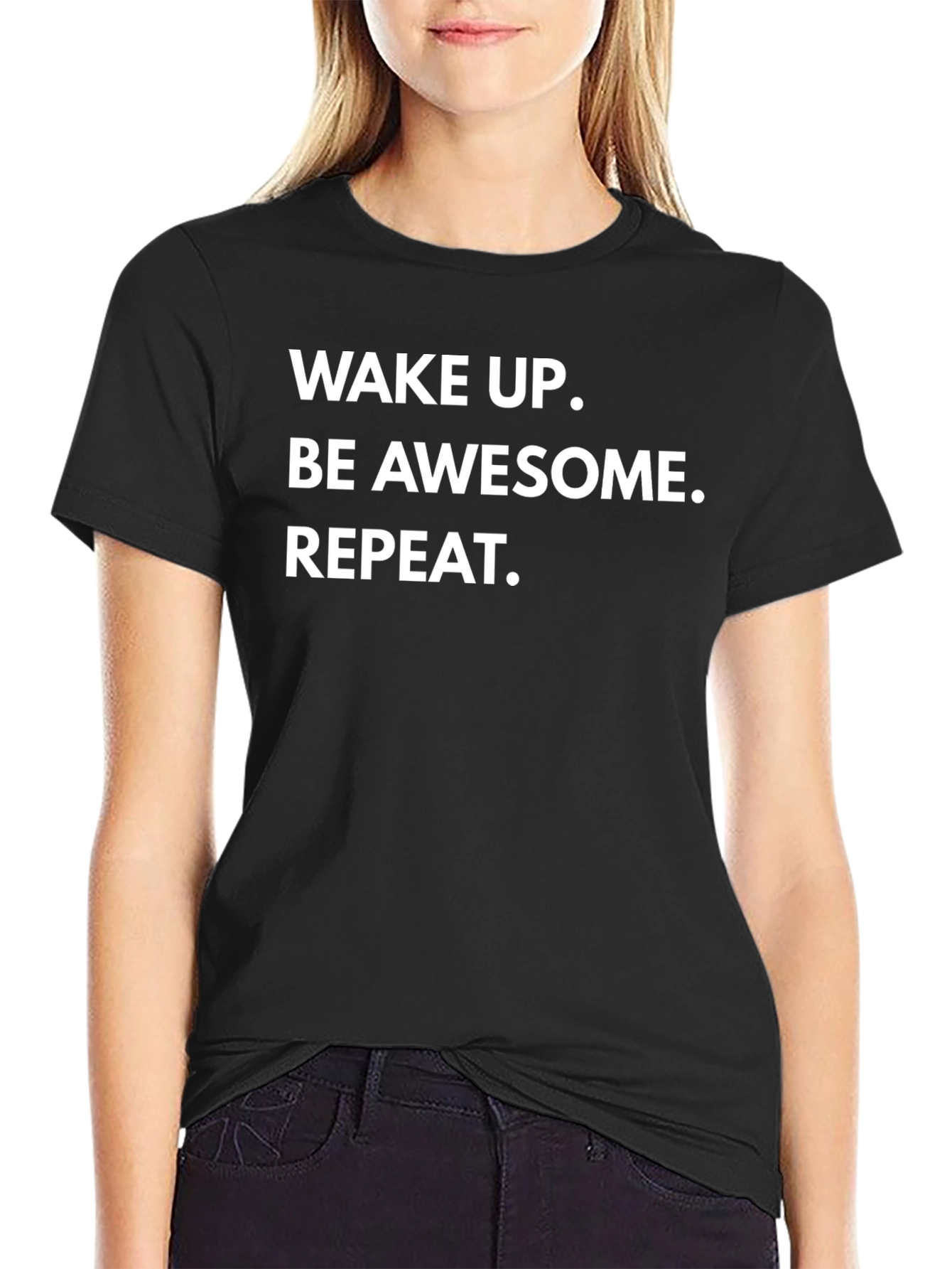 Black Wake Up, Be Awesome, Repeat Graphic Tee view 2