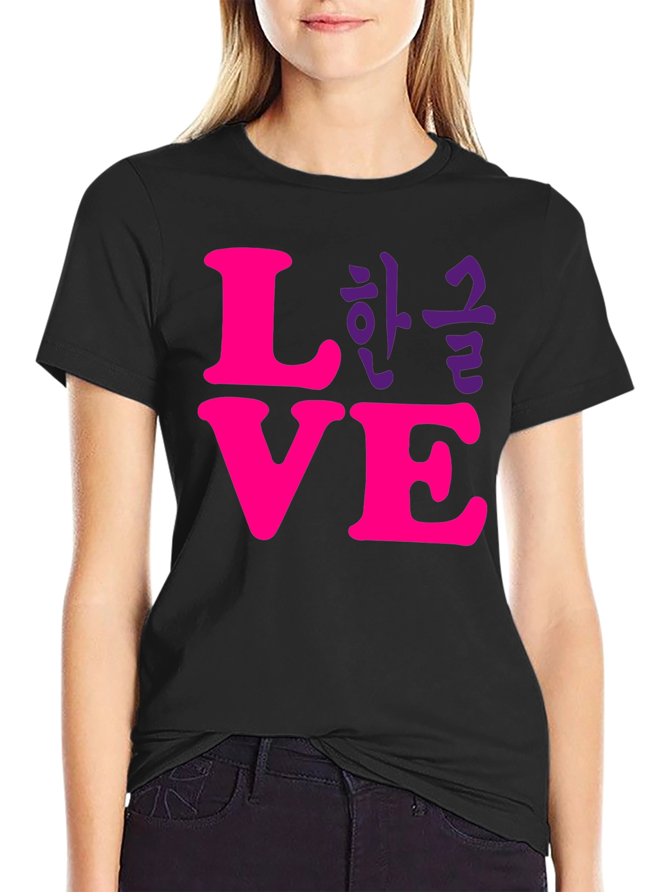 Black Love Korean T-Shirt - Stylish Graphic Tee view 2