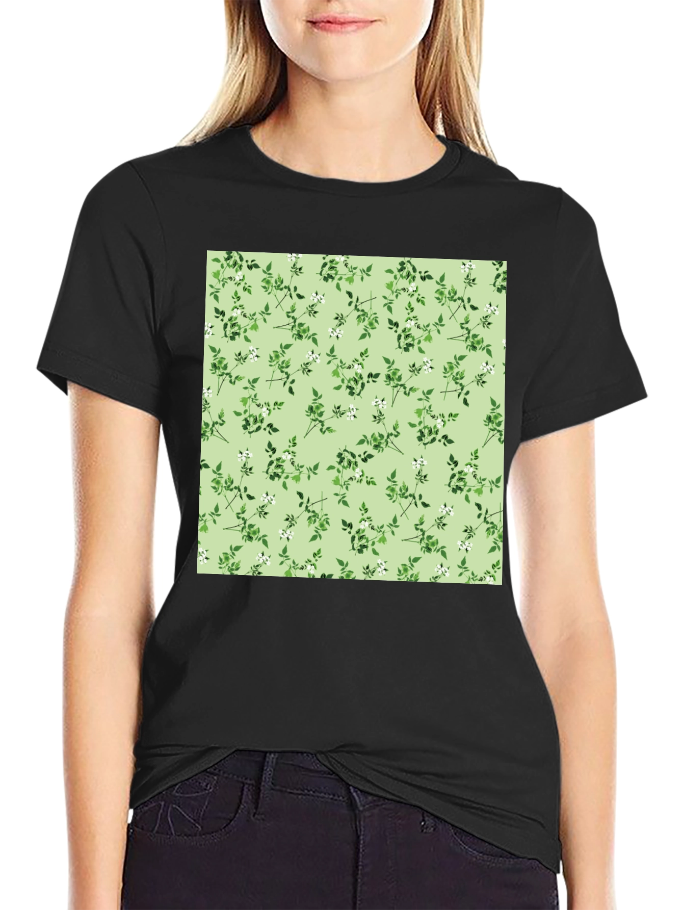 Black Floral Print Tee - Stylish & Comfortable view 2