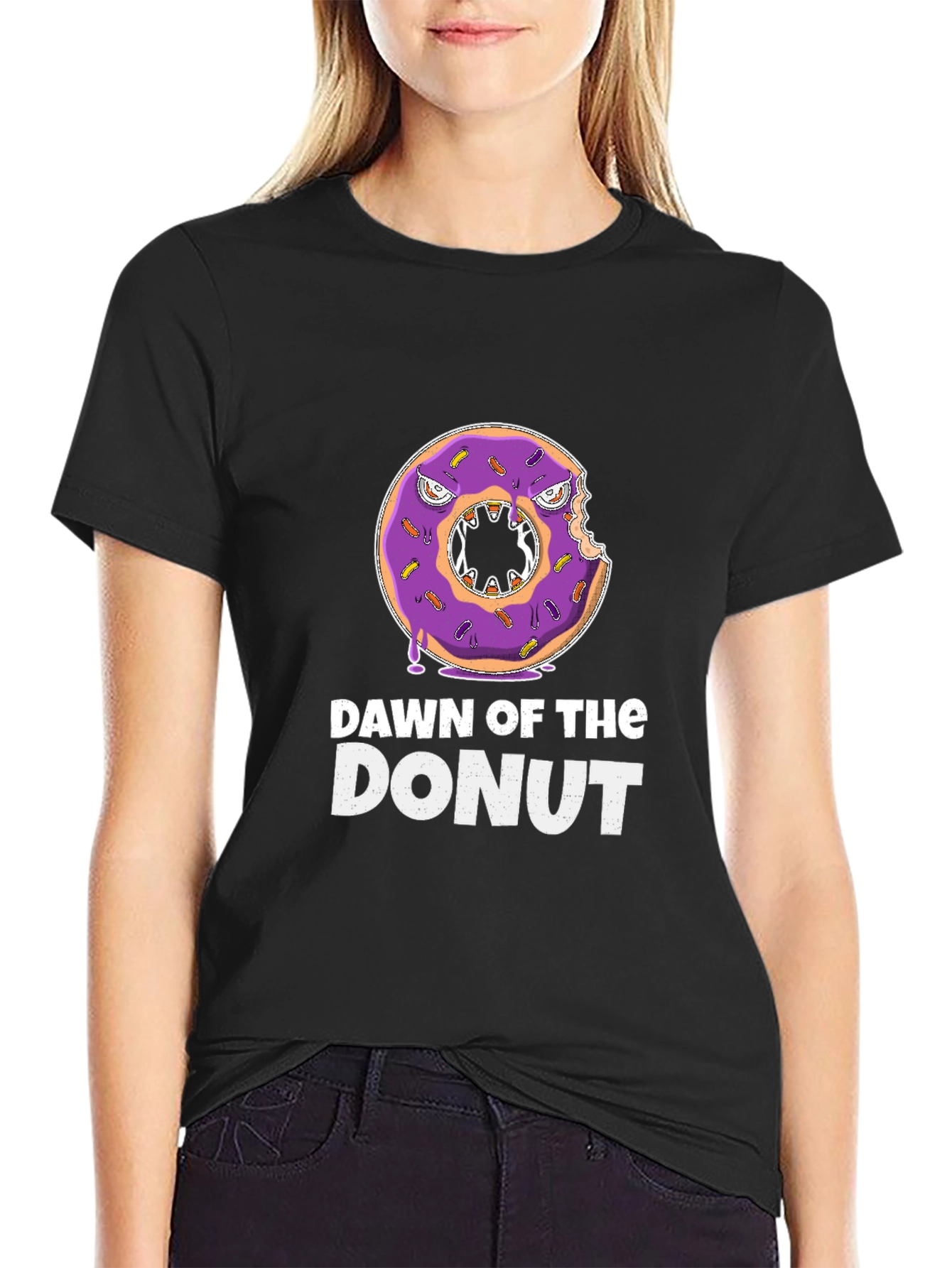Black Dawn of the Donut T-Shirt - Black Graphic Tee view 2