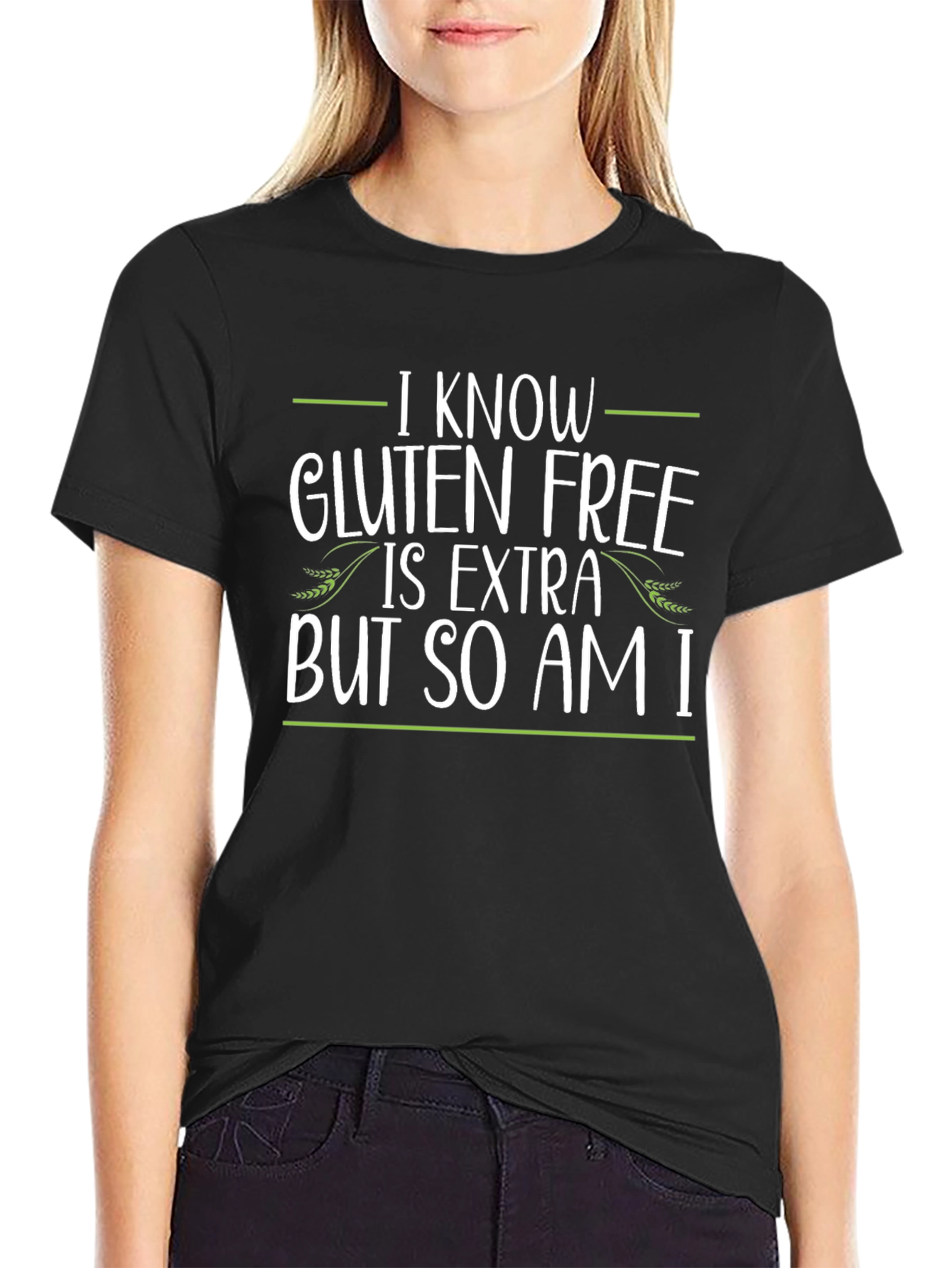 Black Gluten Free Extra T-Shirt Funny Graphic Tee view 2