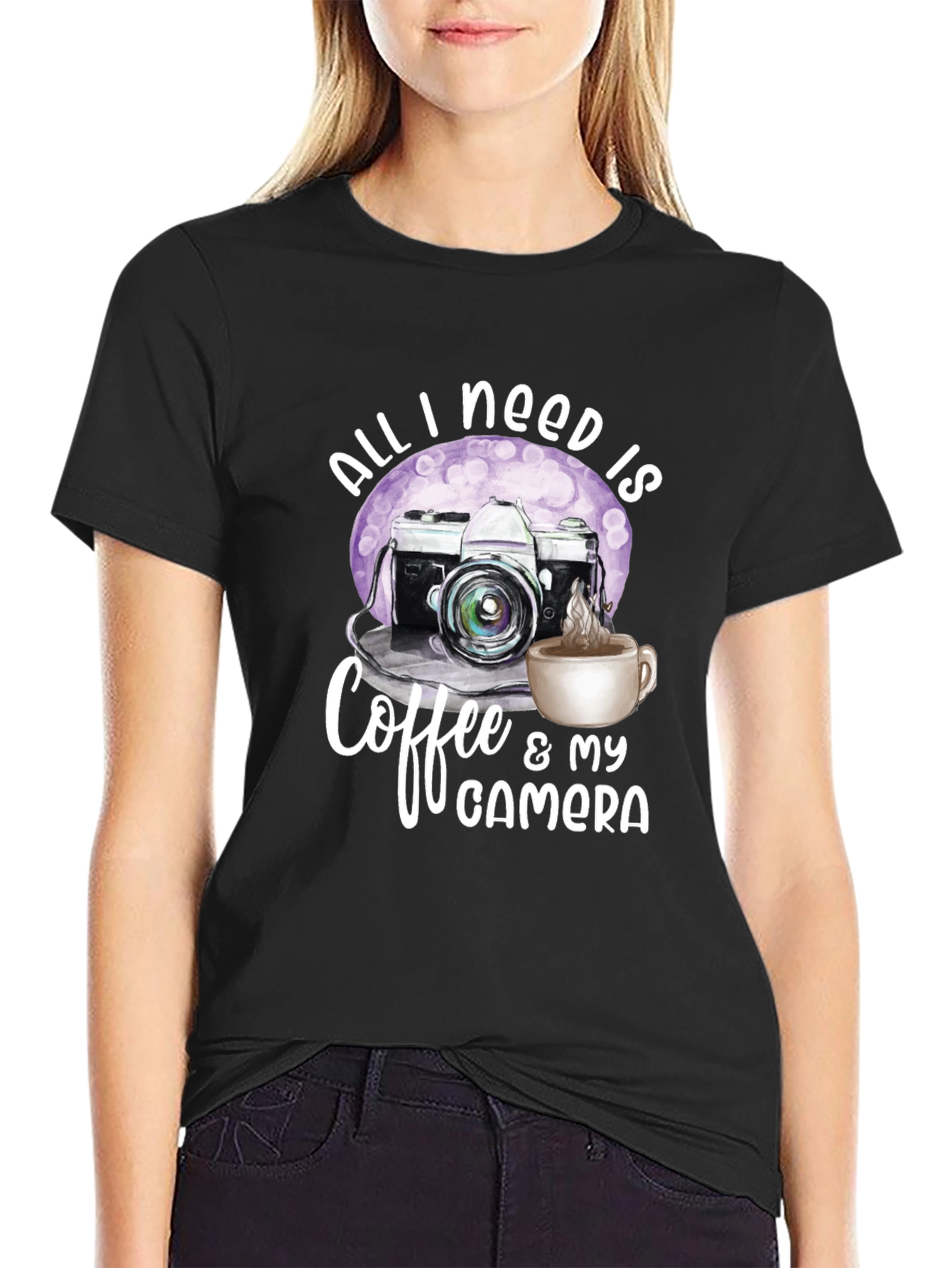 Black Coffee & Camera Graphic Tee - Photographer's Essential view 2