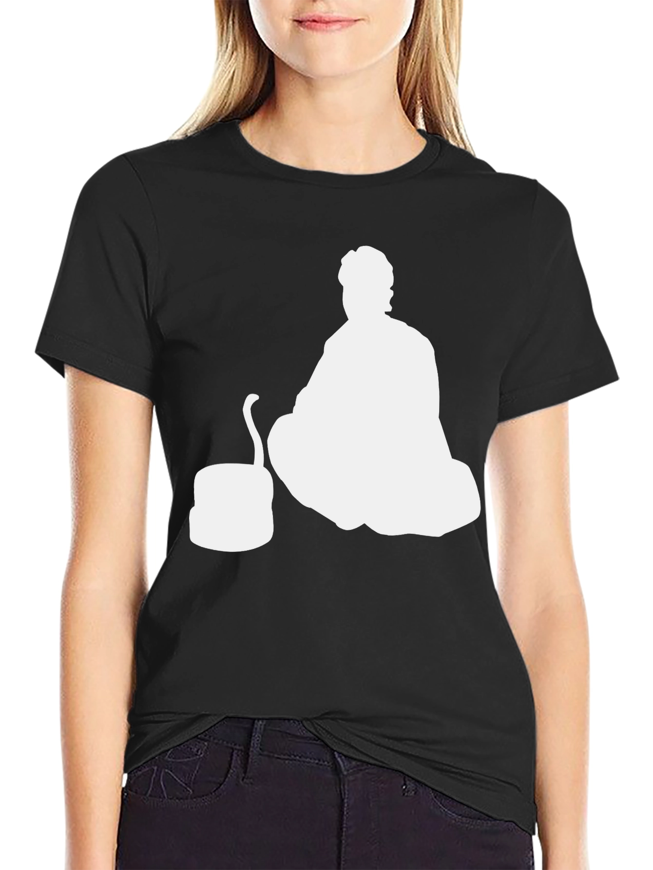 Black Abstract Silhouette Graphic Tee - Black Cotton Blend view 2