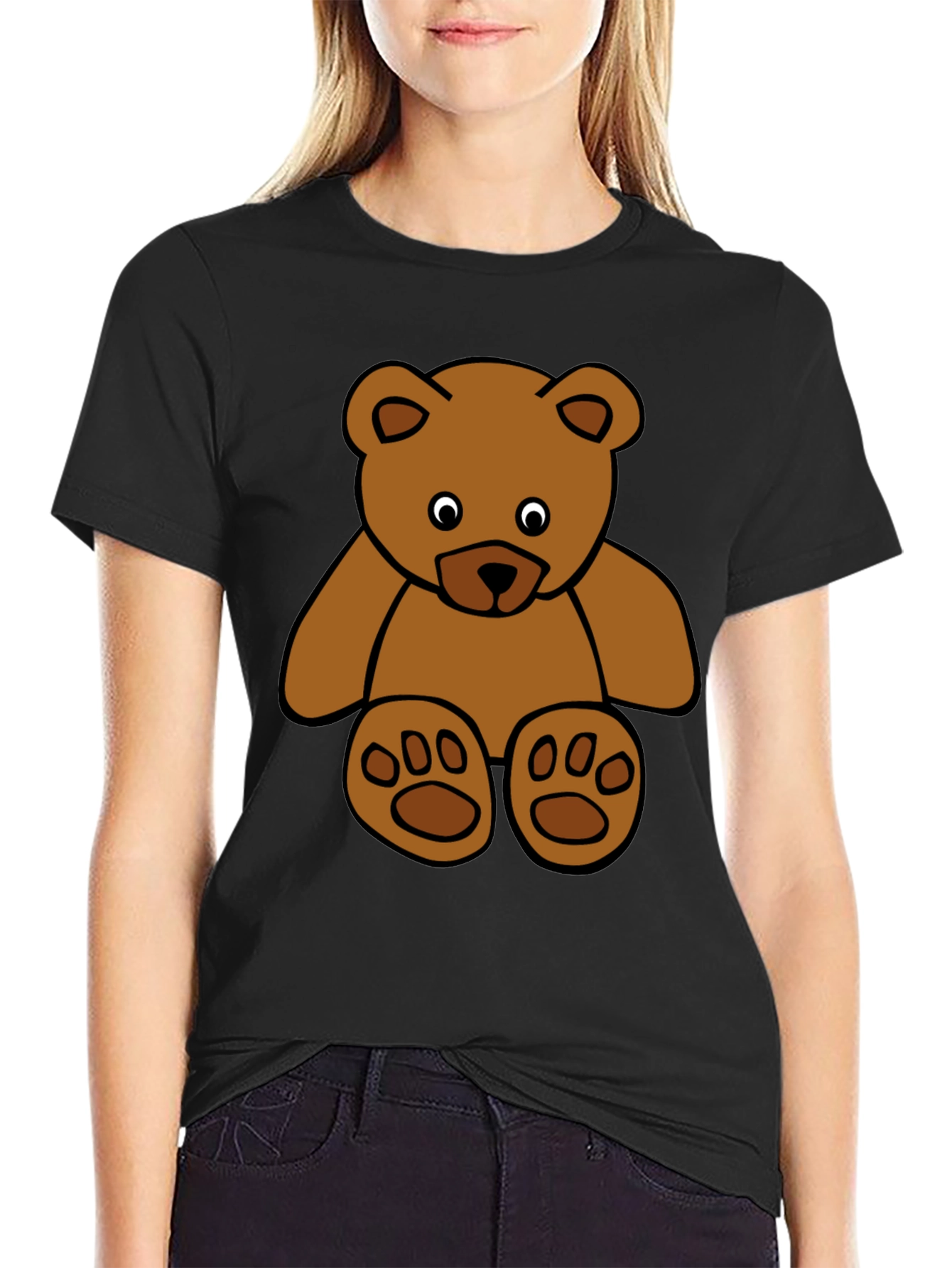 Black Teddy Bear Graphic Tee - Soft Cotton Blend view 2