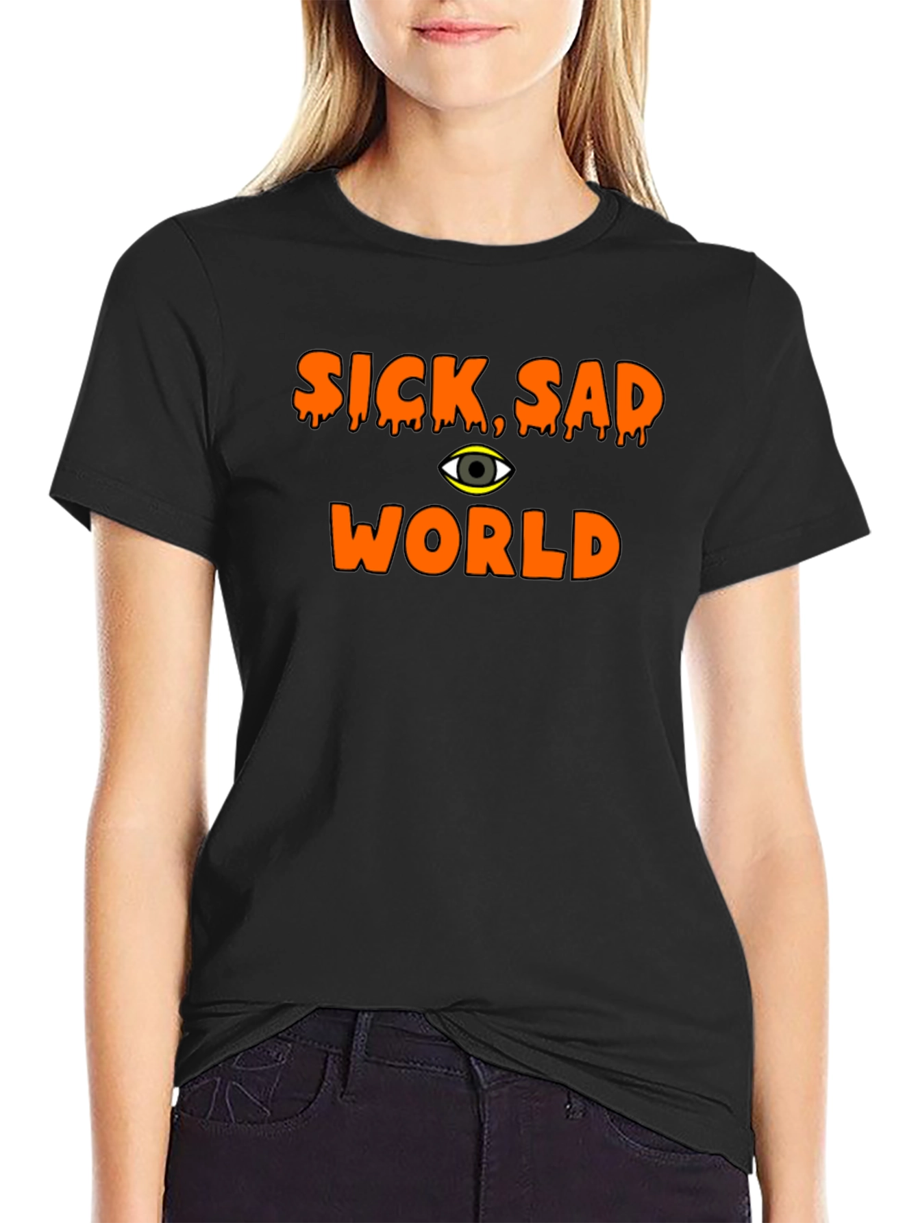 Black Sick Sad World Graphic T-Shirt - Black view 2