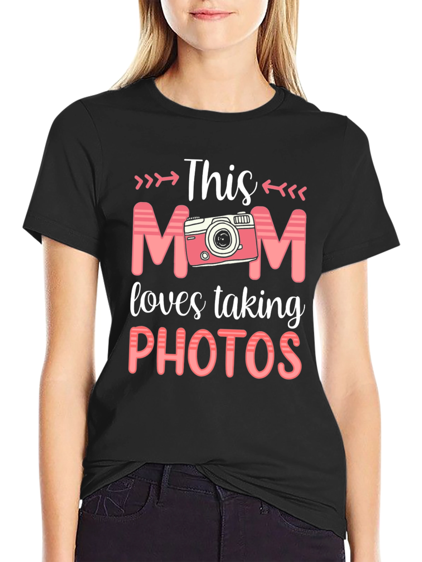 Black This Mom Loves Taking Photos T-Shirt - Camera Design view 2