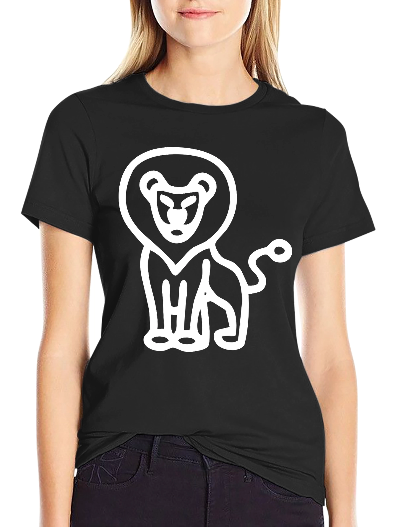 Black Lion Graphic Black T-Shirt view 2