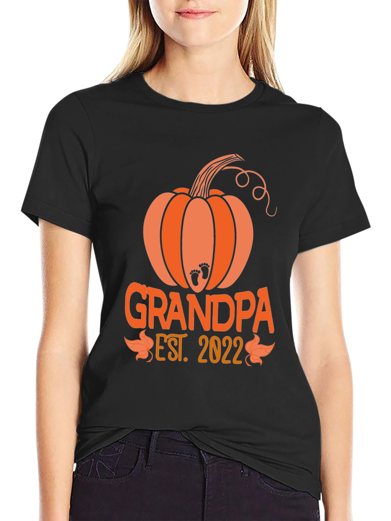 Black Grandpa Est. 2022 Pumpkin T-Shirt view 2