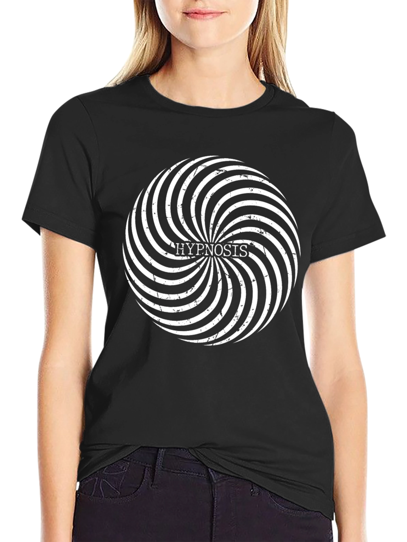 Black Hypnosis Swirl Graphic Tee - Black Cotton Blend view 2