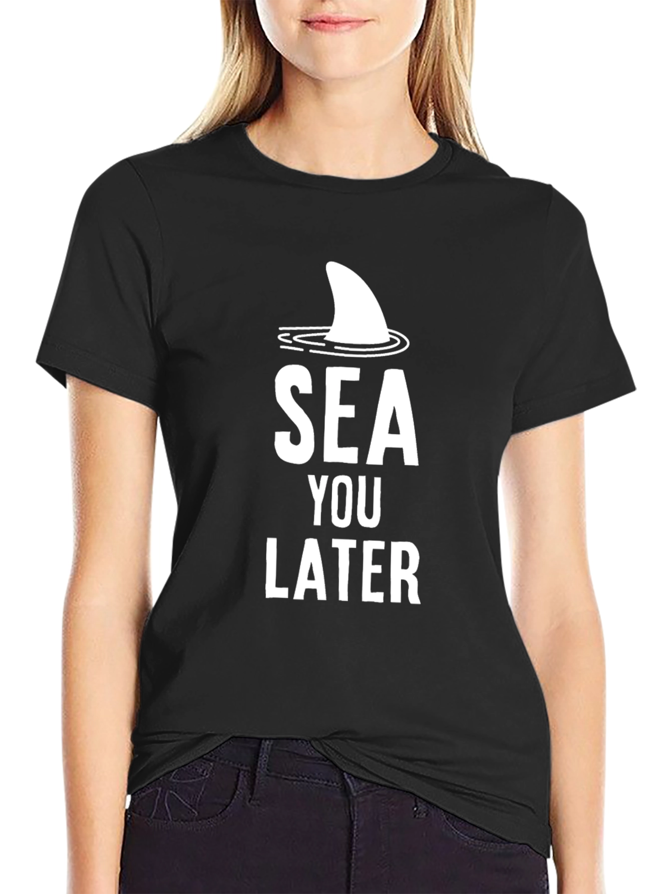 Black Sea You Later Shark Fin T-Shirt - Men's Graphic Tee view 2