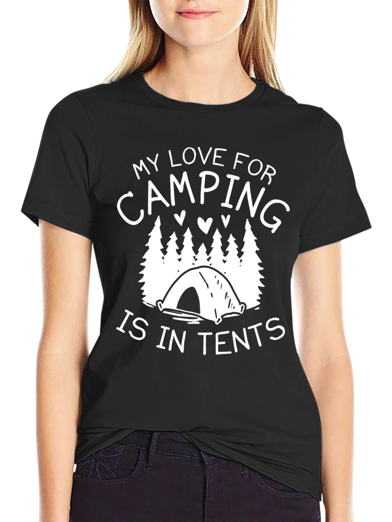 Black Camping Lover Tee - 'In Tents' Graphic view 2