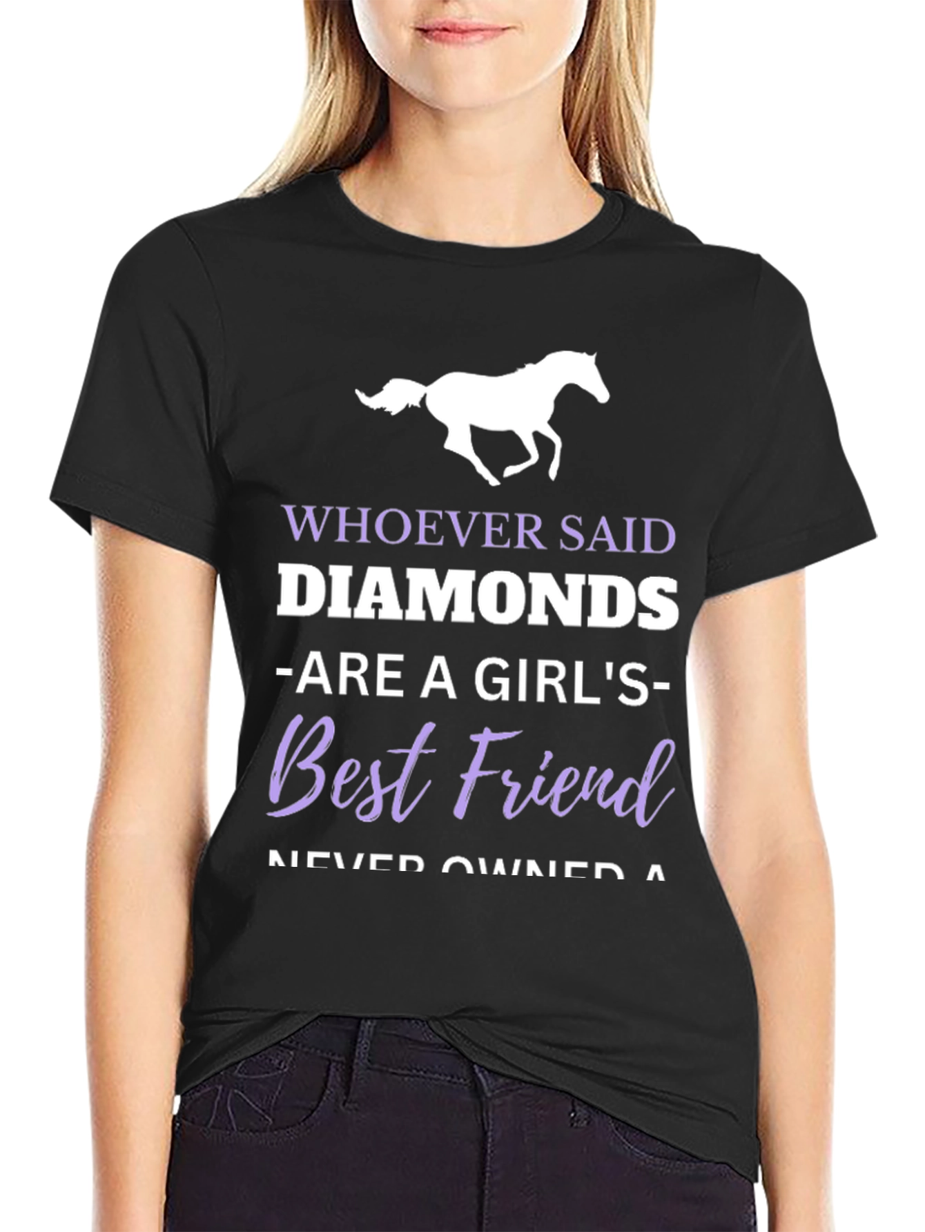 Black Horse Lover T-Shirt - Diamonds Best Friend view 2