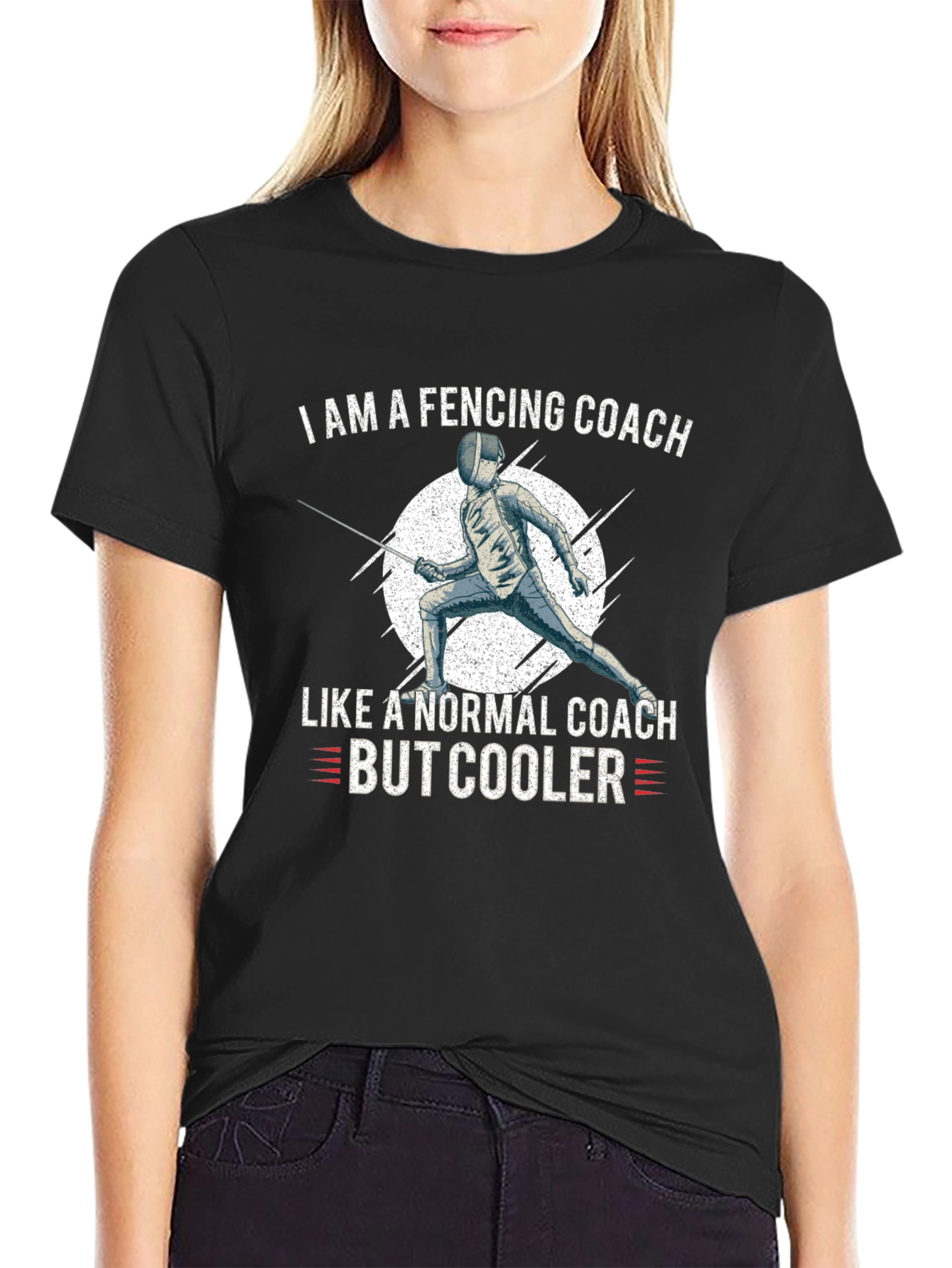 Black Fencing Coach T-Shirt - Cool Coach Apparel view 2