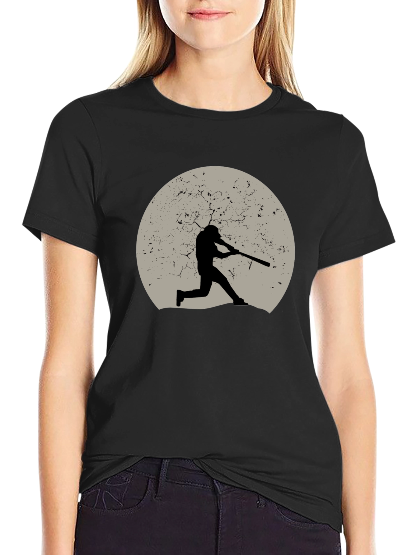 Black Baseball Silhouette Graphic Tee - Black view 2