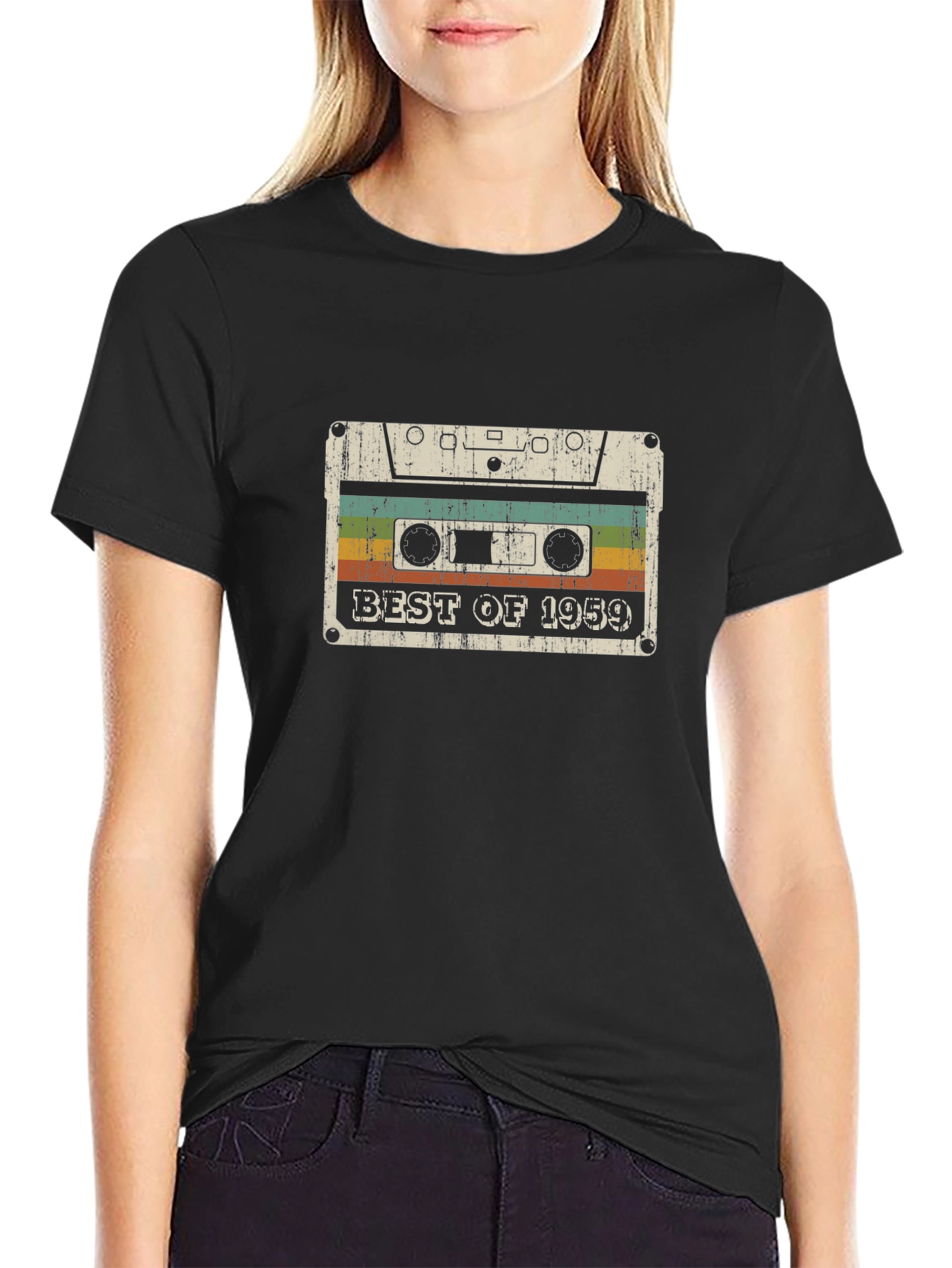 Black Best of 1959 Cassette Tape Graphic T-Shirt view 2