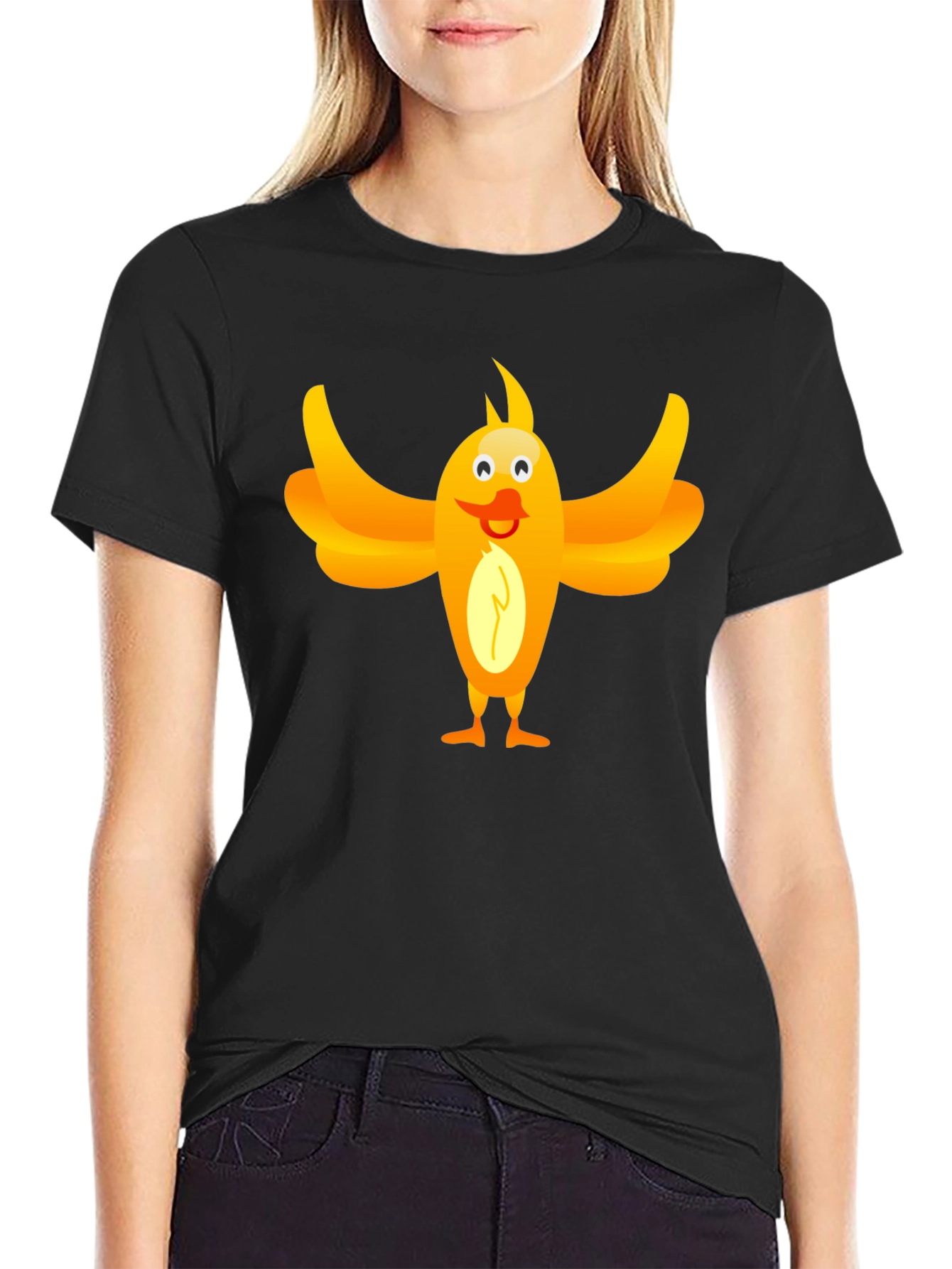 Black Funny Bird Graphic Tee - Unisex Black T-Shirt view 2