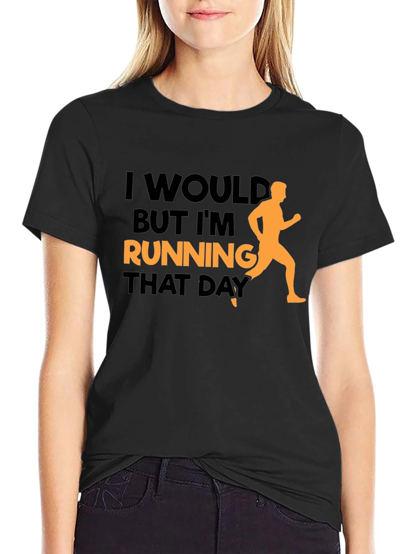 Black Funny Running Graphic T-Shirt  view 2