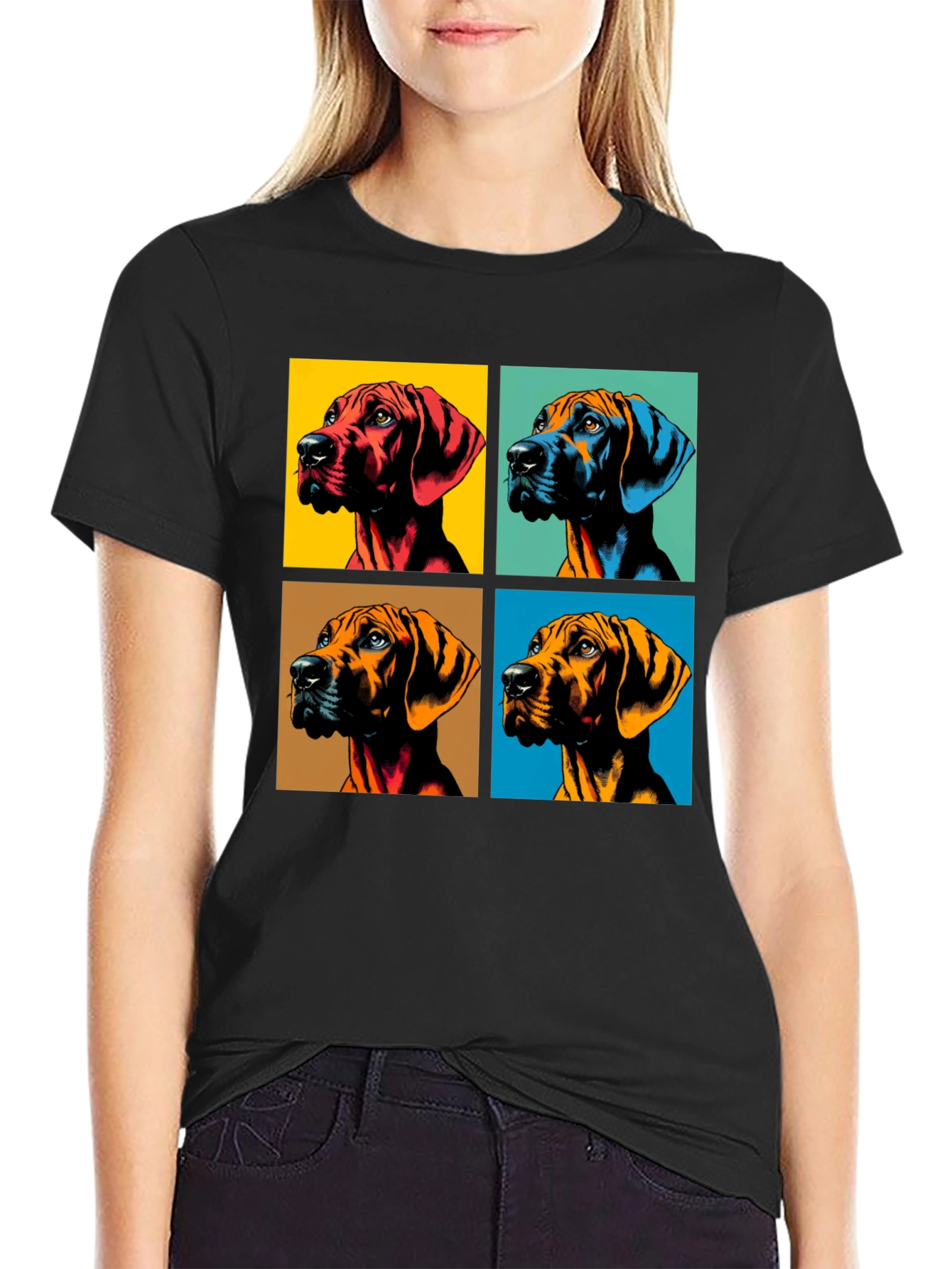 Black Pop Art Dog Portrait Graphic Tee view 2