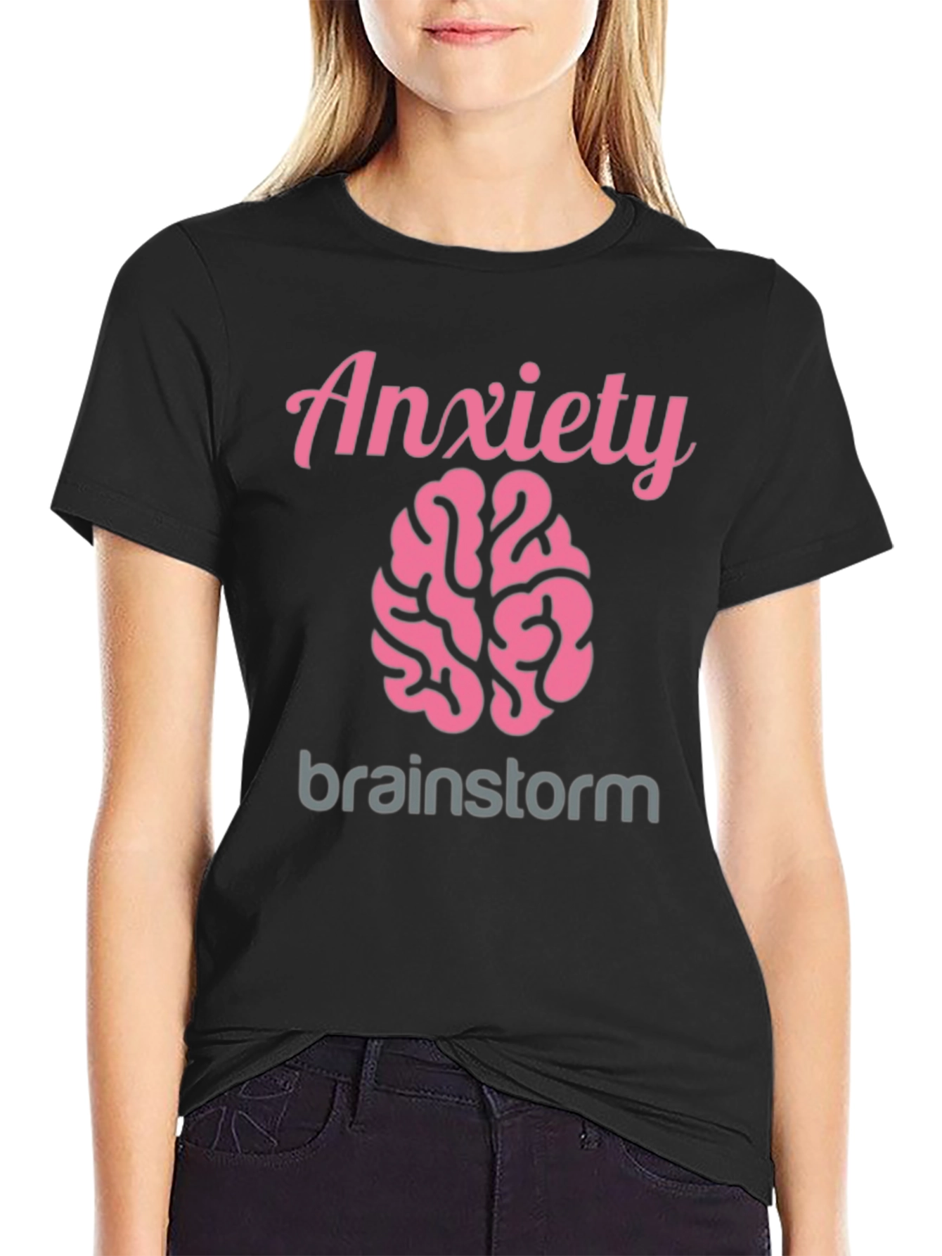Black Anxiety Brainstorm T-Shirt - Mental Health Awareness view 2