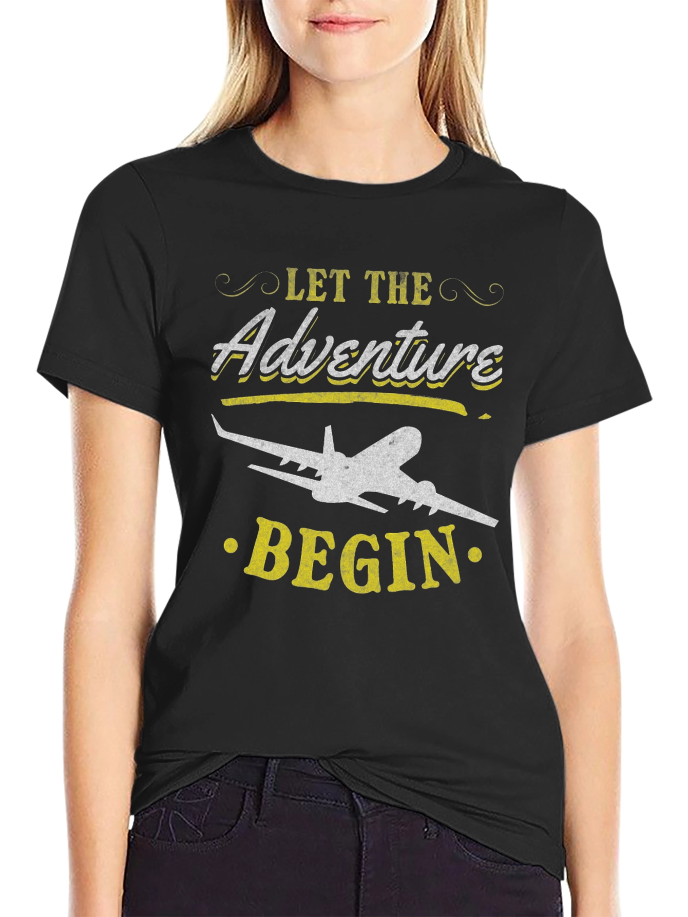 Black Adventure Awaits Graphic T-Shirt view 2