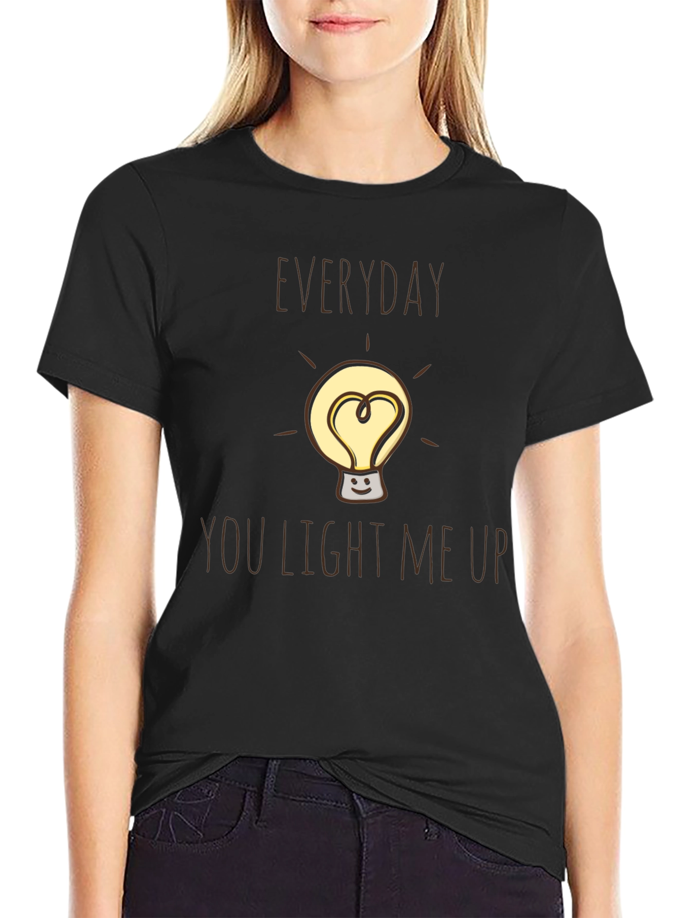 Black Everyday You Light Me Up Black Graphic Tee view 2