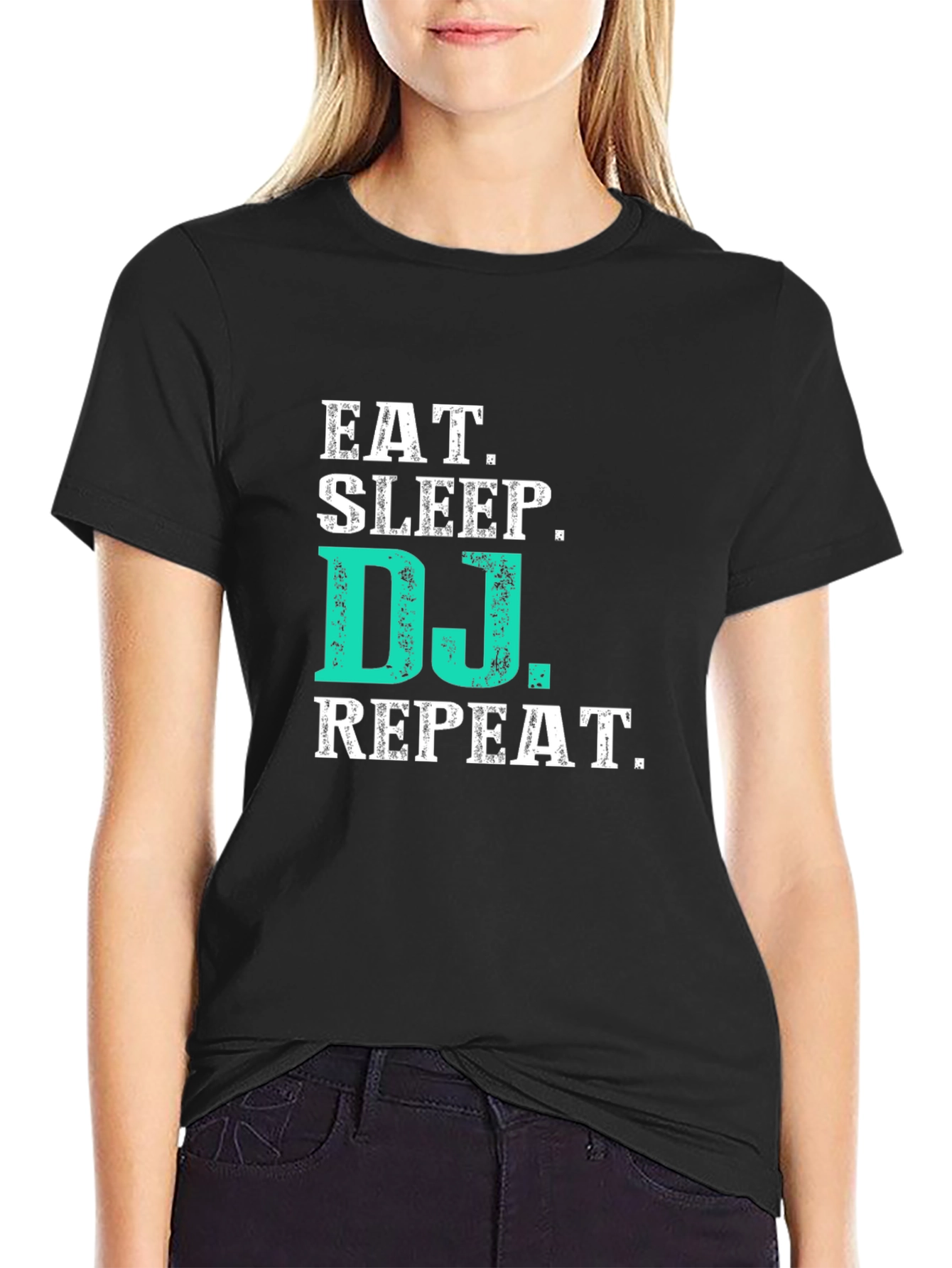 Black Eat Sleep DJ Repeat Graphic Tee - Black T-Shirt view 2