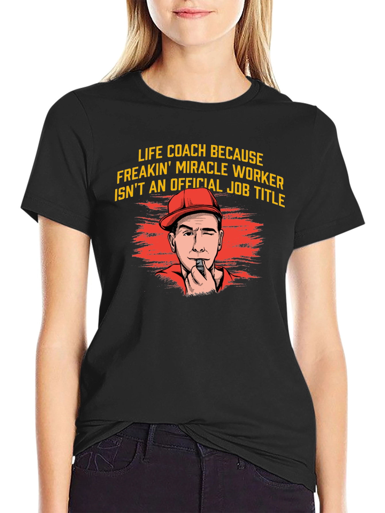 Black Life Coach Miracle Worker Graphic Tee view 2