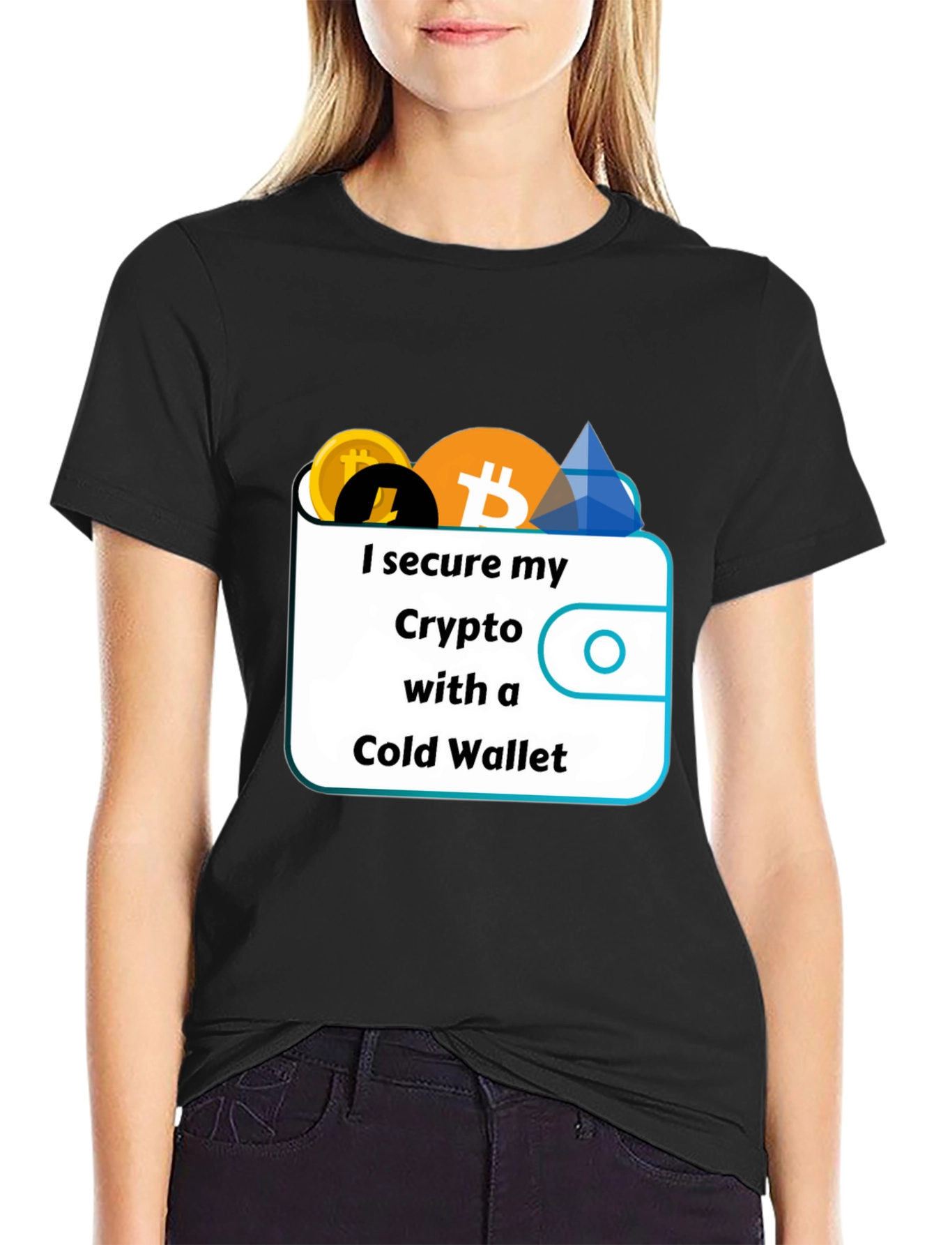 Black Secure Crypto Cold Wallet T-Shirt view 2
