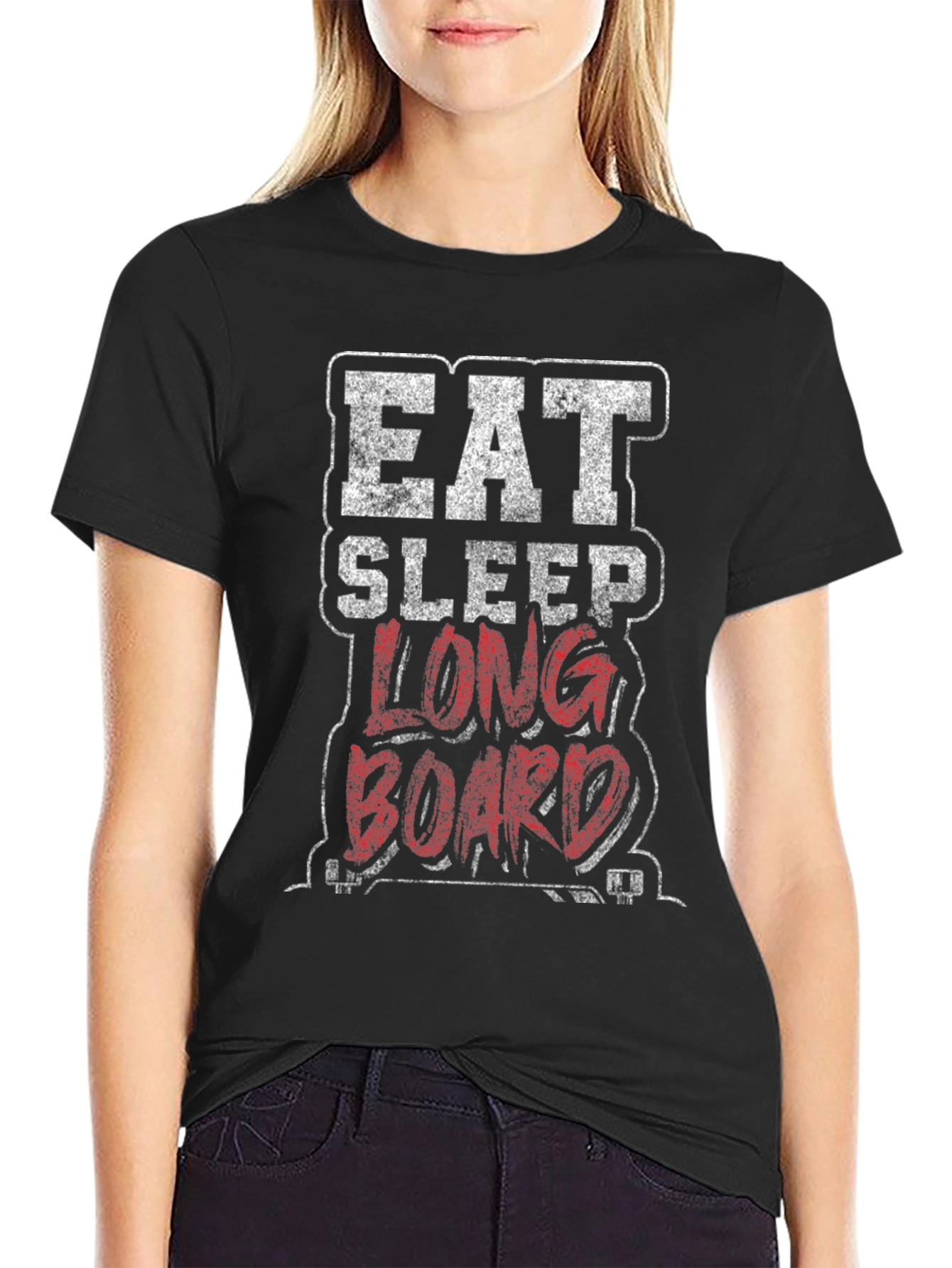 Black Eat Sleep Longboard Graphic Tee view 2