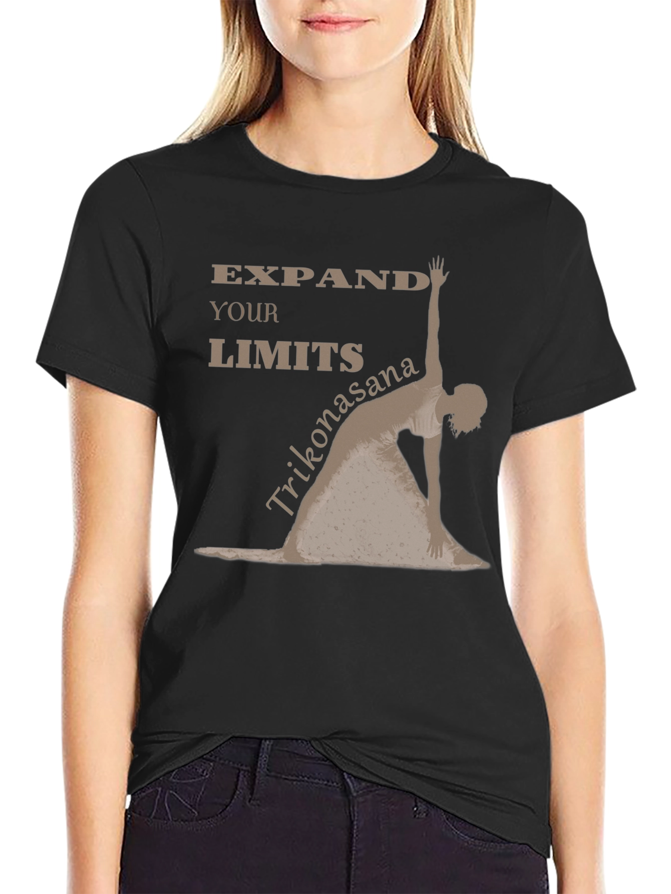 Black Expand Your Limits Yoga Pose Black T-Shirt view 2