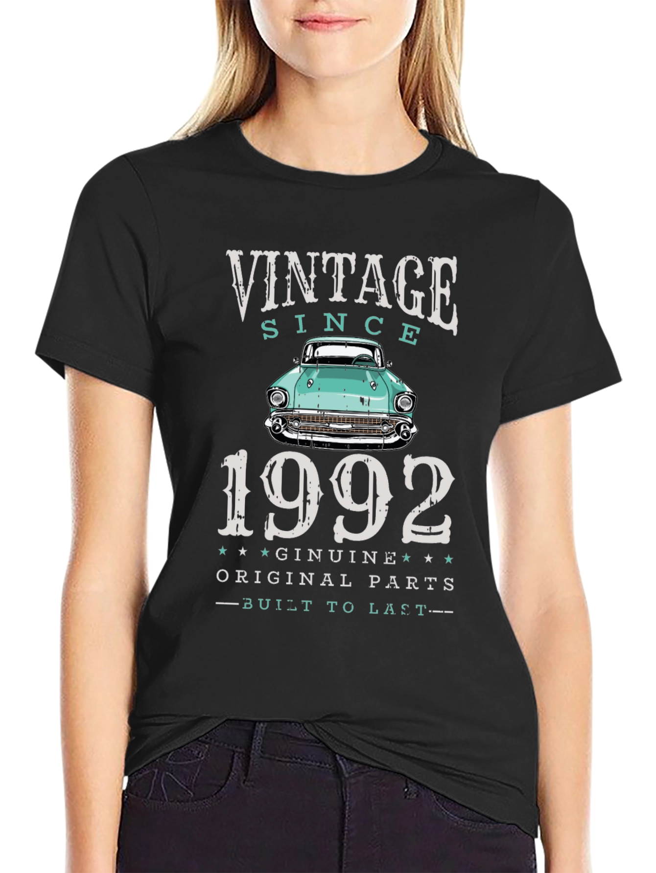 Black Vintage Since 1992 Car Graphic T-Shirt view 2