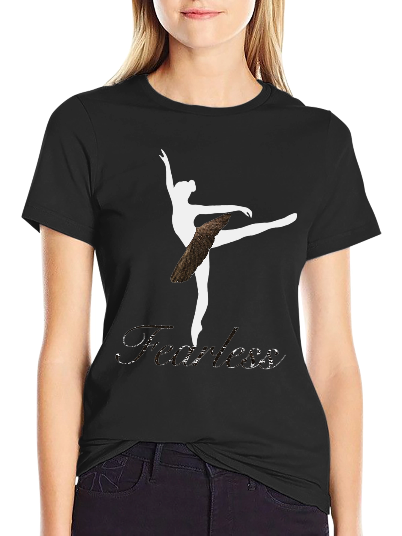 Fearless Ballerina Graphic T-Shirt - Black Cotton Tee - 2