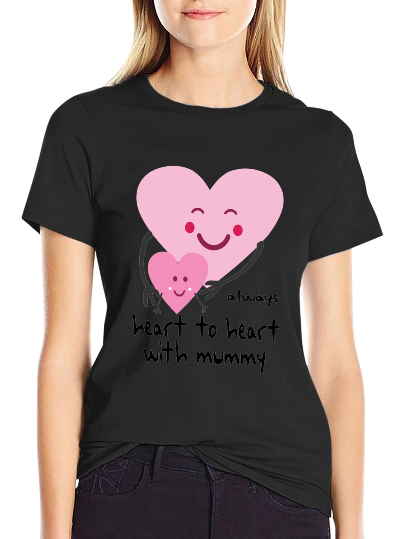 Black Heart to Heart with Mummy Graphic Tee view 2