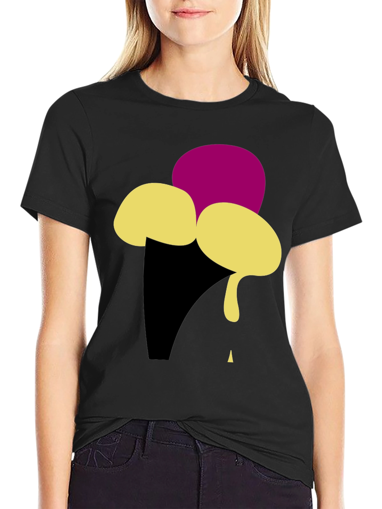 Black Ice Cream Graphic Tee - Black view 2