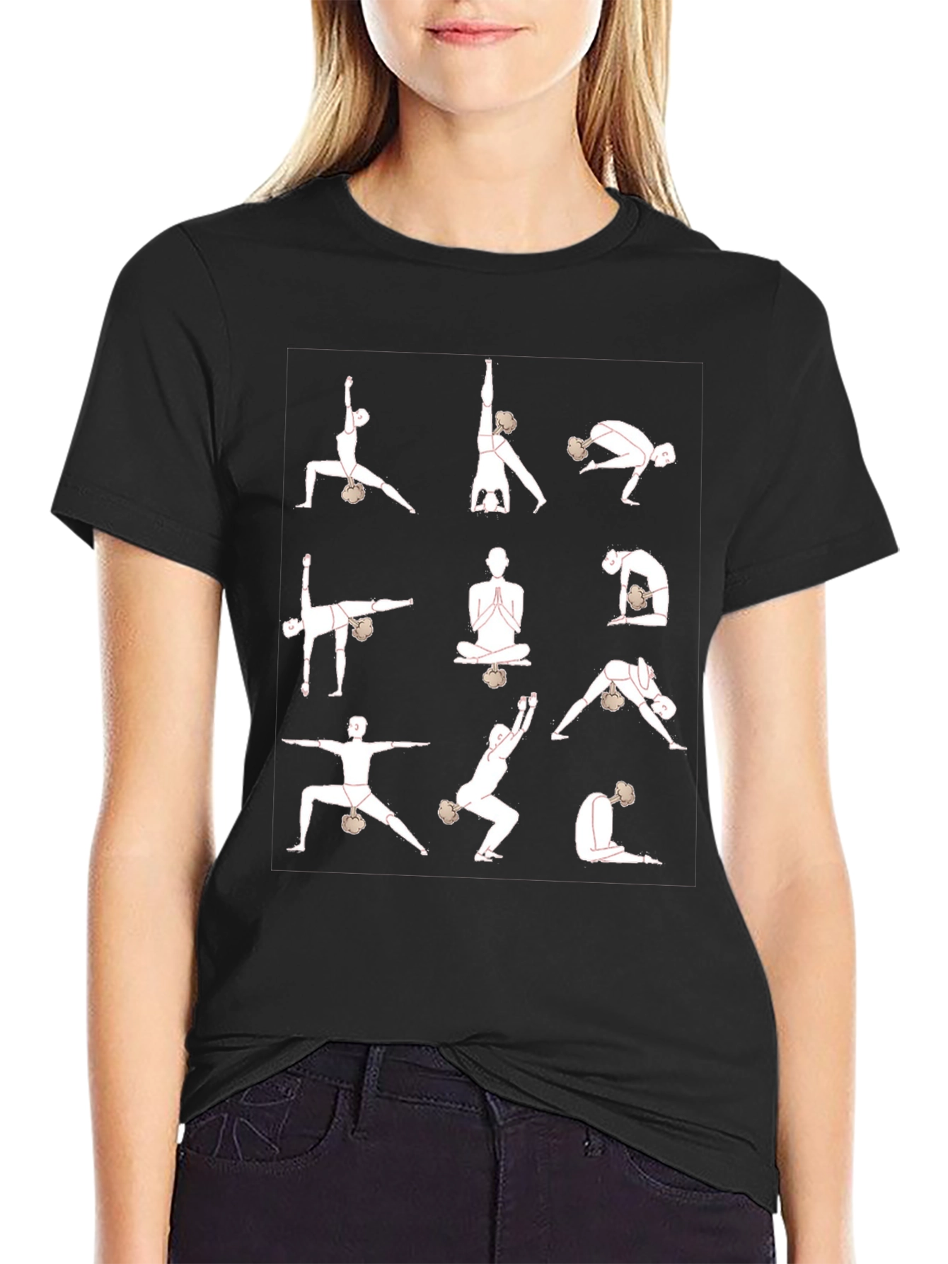 Black Yoga Pose Graphic T-Shirt - Black Cotton Blend view 2
