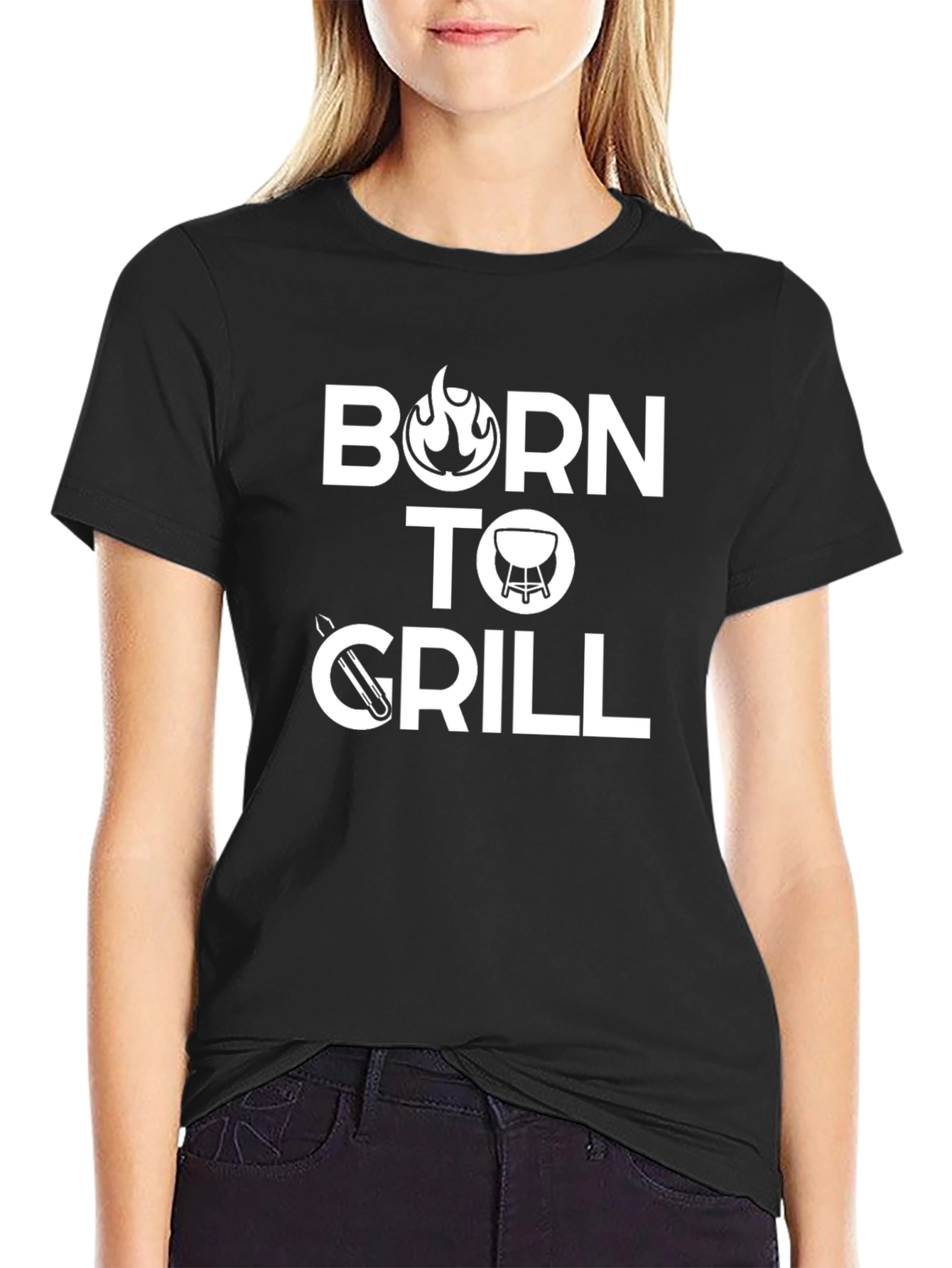 Black Born to Grill Graphic Tee - BBQ Lover's T-Shirt view 2