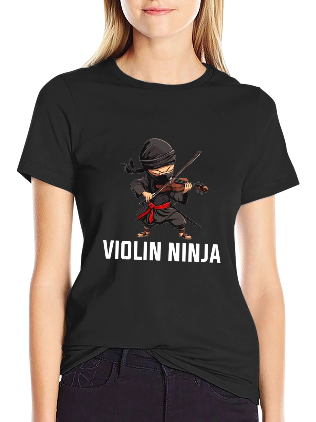 Black Violin Ninja Graphic Tee - Unique Musician T-Shirt view 2