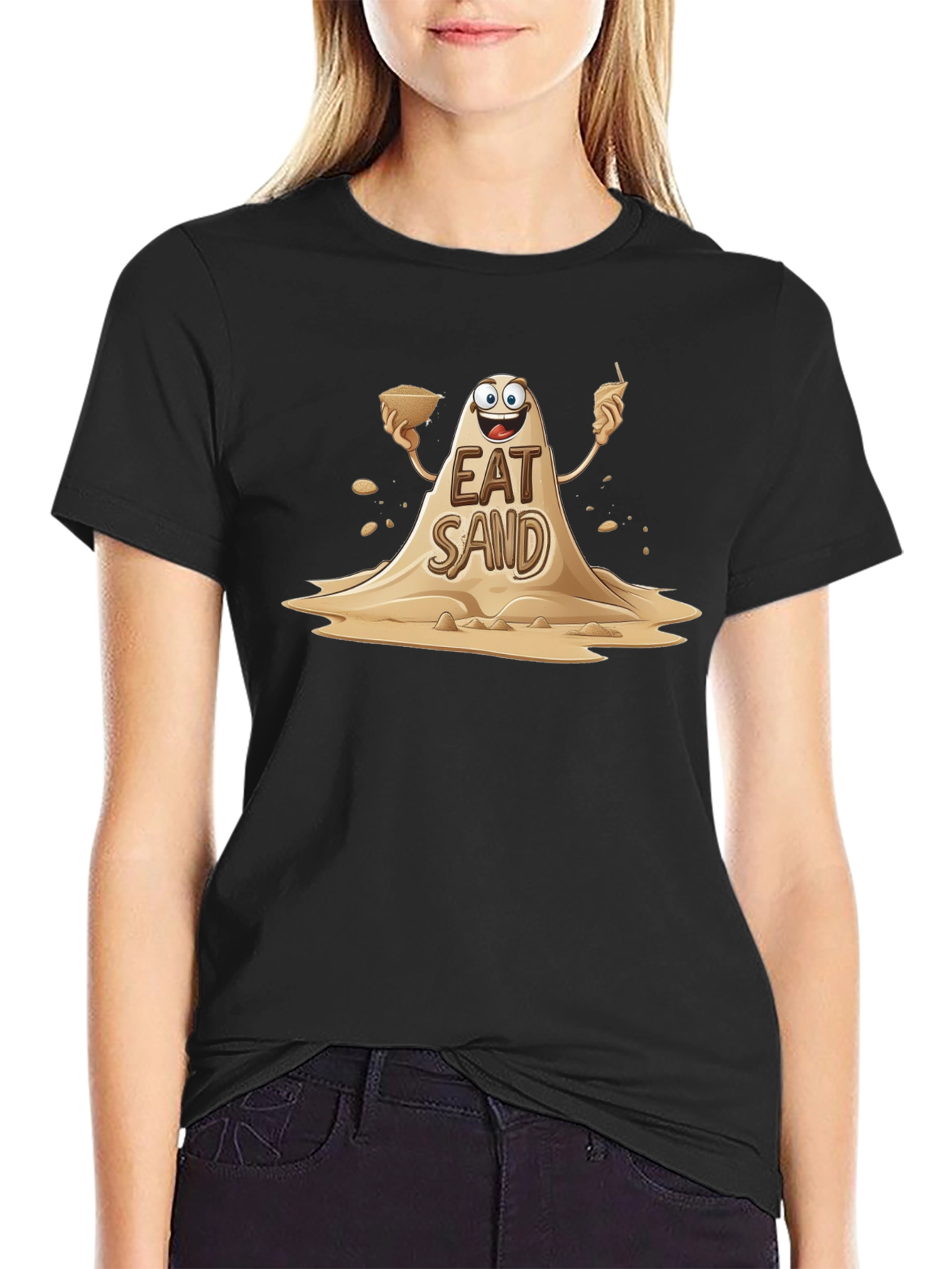 Black Eat Sand Graphic Tee - Funny Novelty T-Shirt view 2
