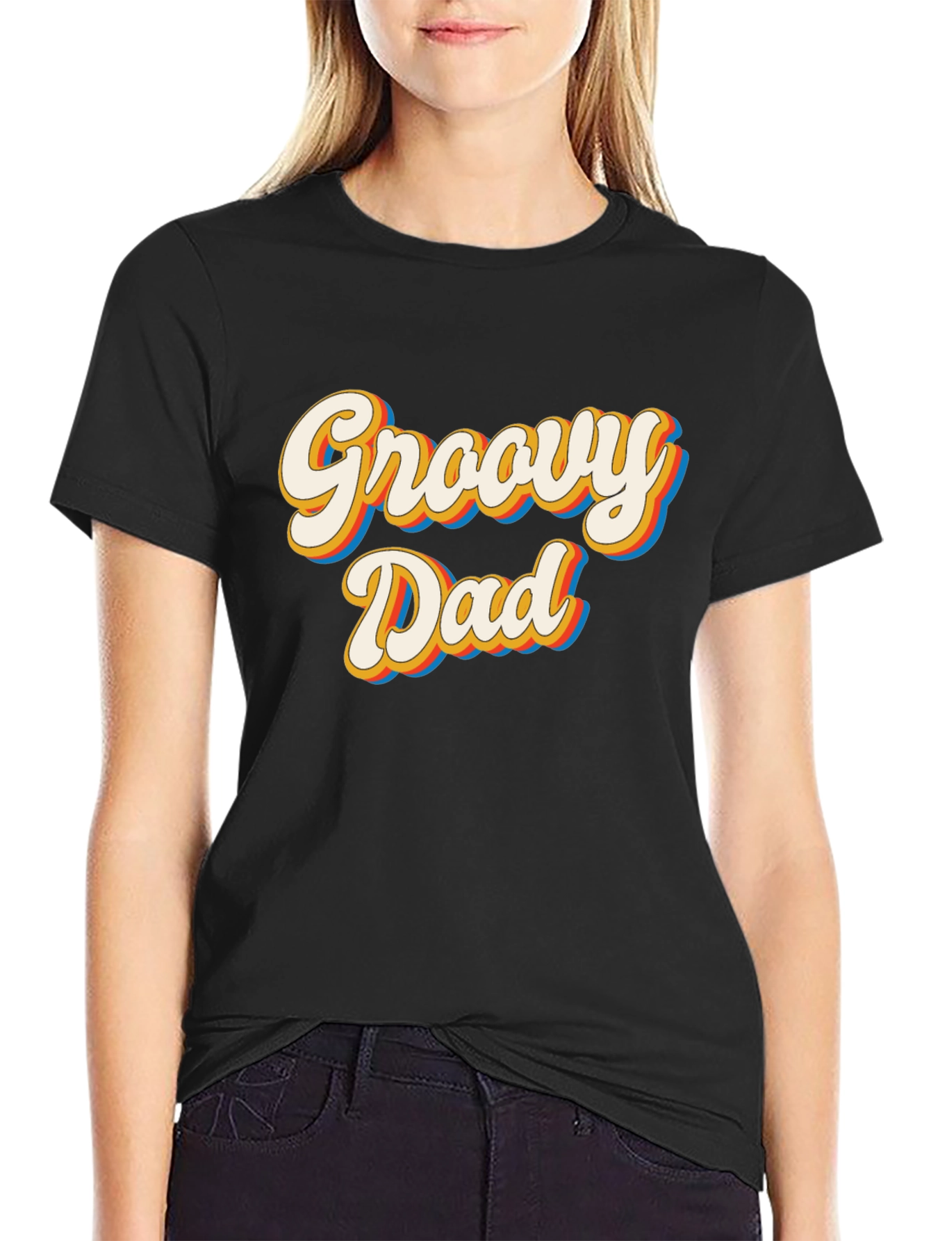 Black Groovy Dad Retro Style T-Shirt view 2