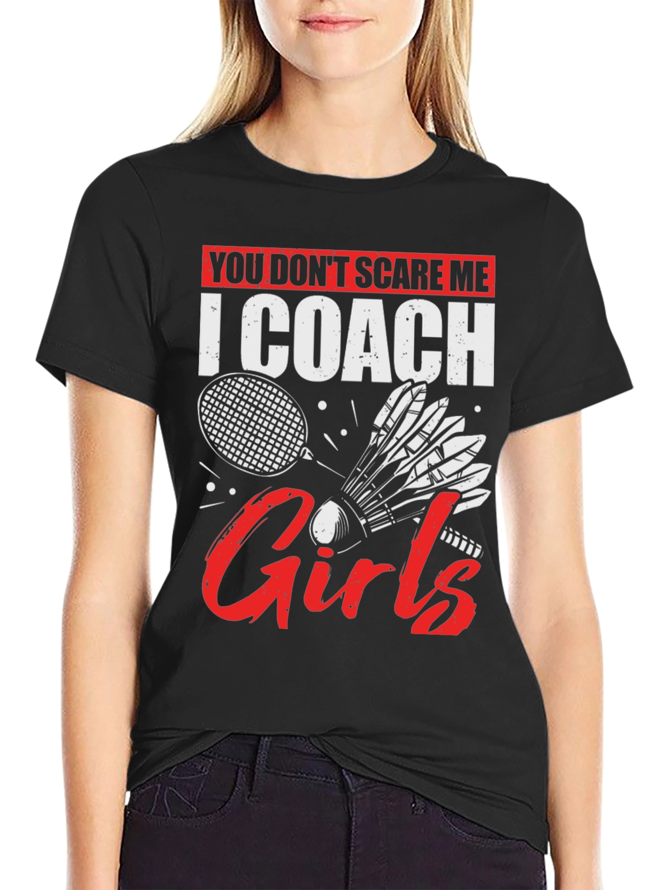 Black I Coach Girls Badminton T-Shirt view 2