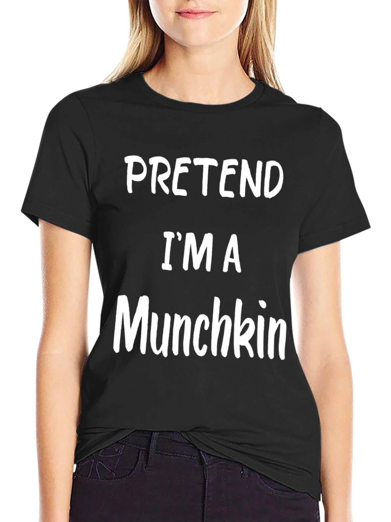 Black Pretend I'm A Munchkin Black Cotton T-Shirt view 2