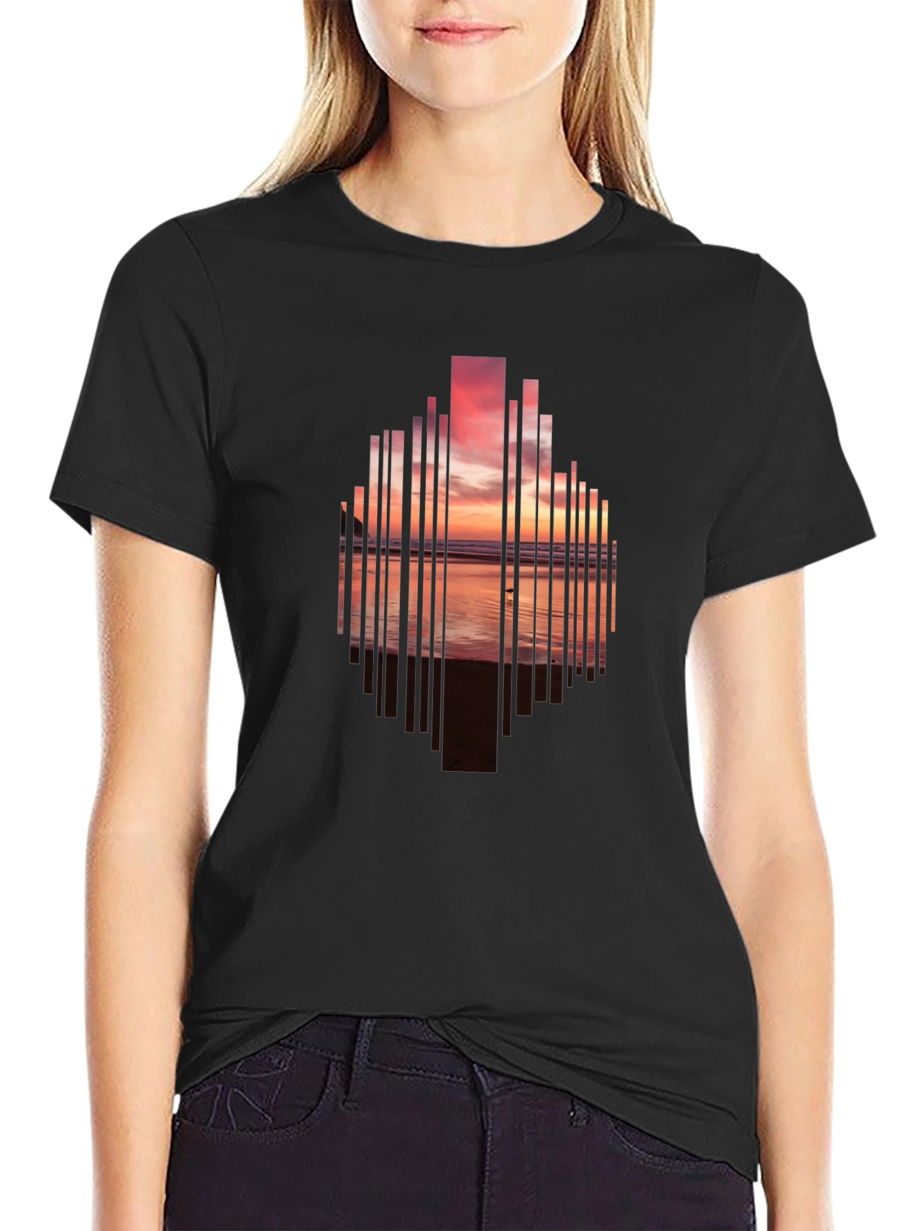 Black Sunset Cityscape Graphic Tee - Modern Style view 2